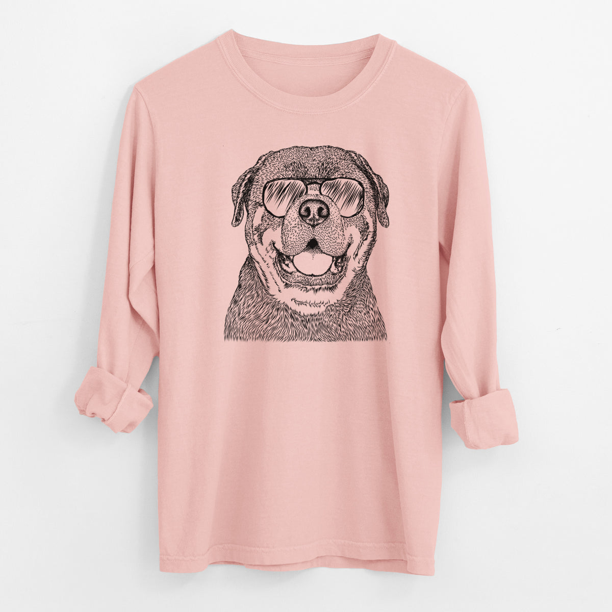 Aviator Titan the Rottweiler - Men's Heavyweight 100% Cotton Long Sleeve