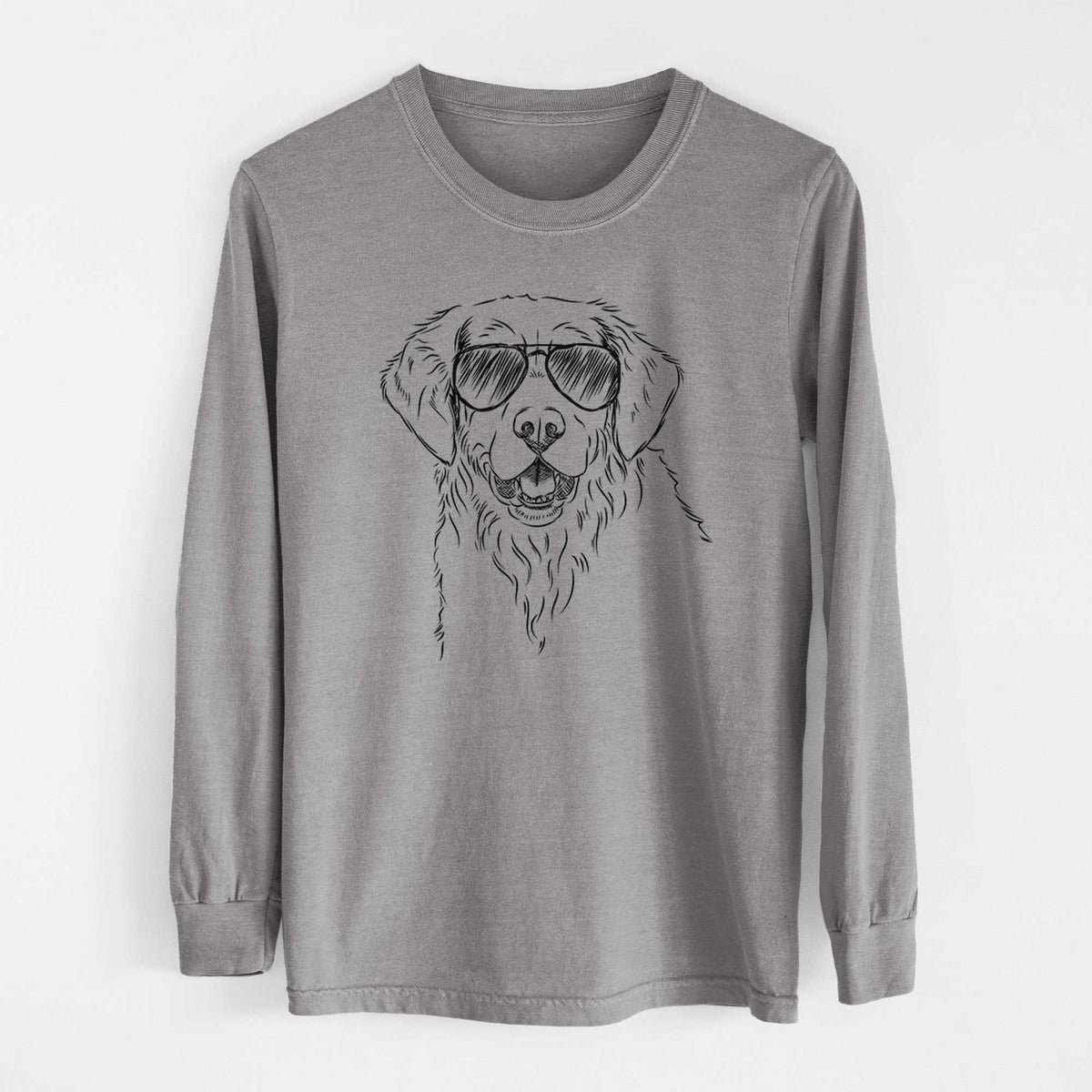 Aviator Toby the Golden Retriever - Men's Heavyweight 100% Cotton Long Sleeve