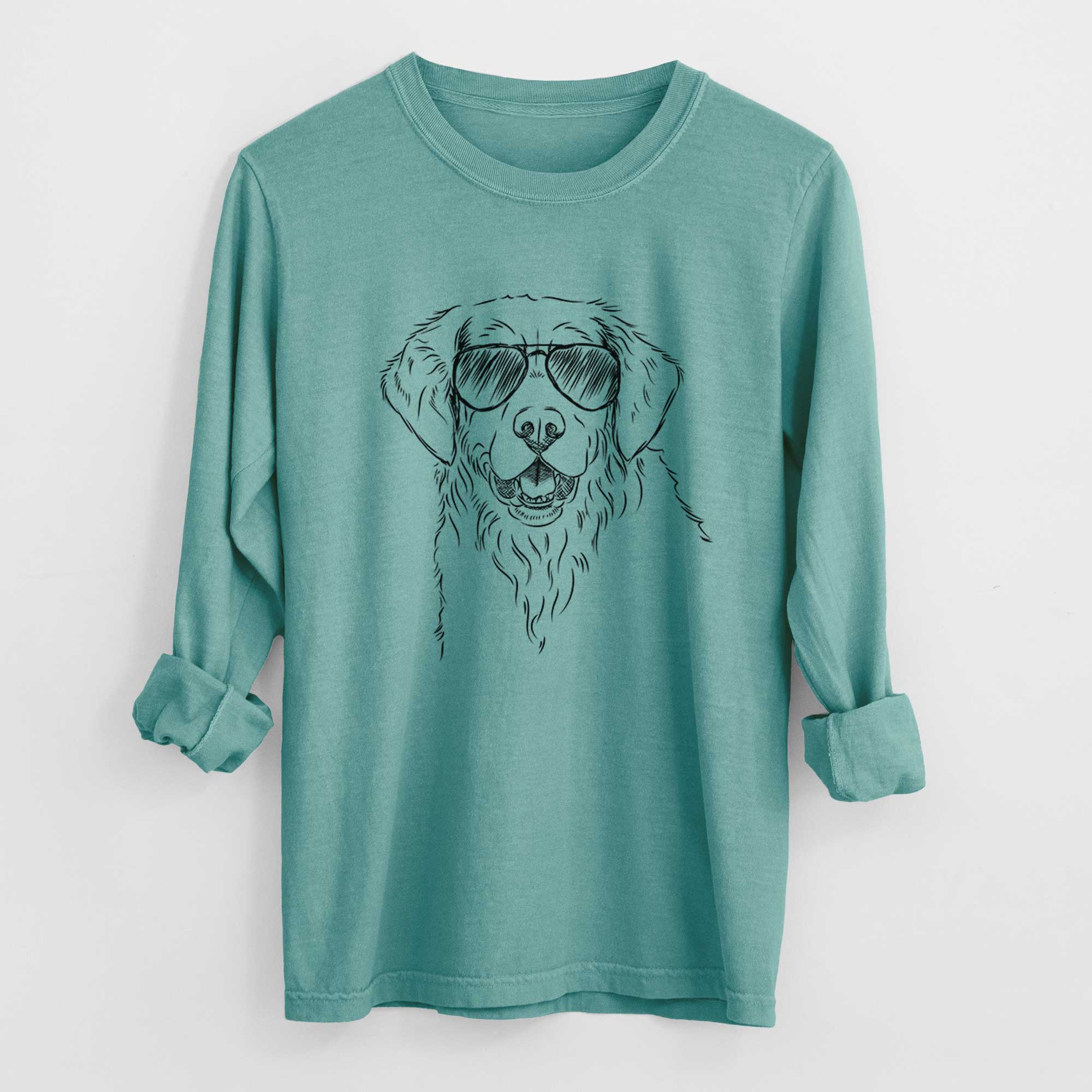 Aviator Toby the Golden Retriever - Men's Heavyweight 100% Cotton Long Sleeve