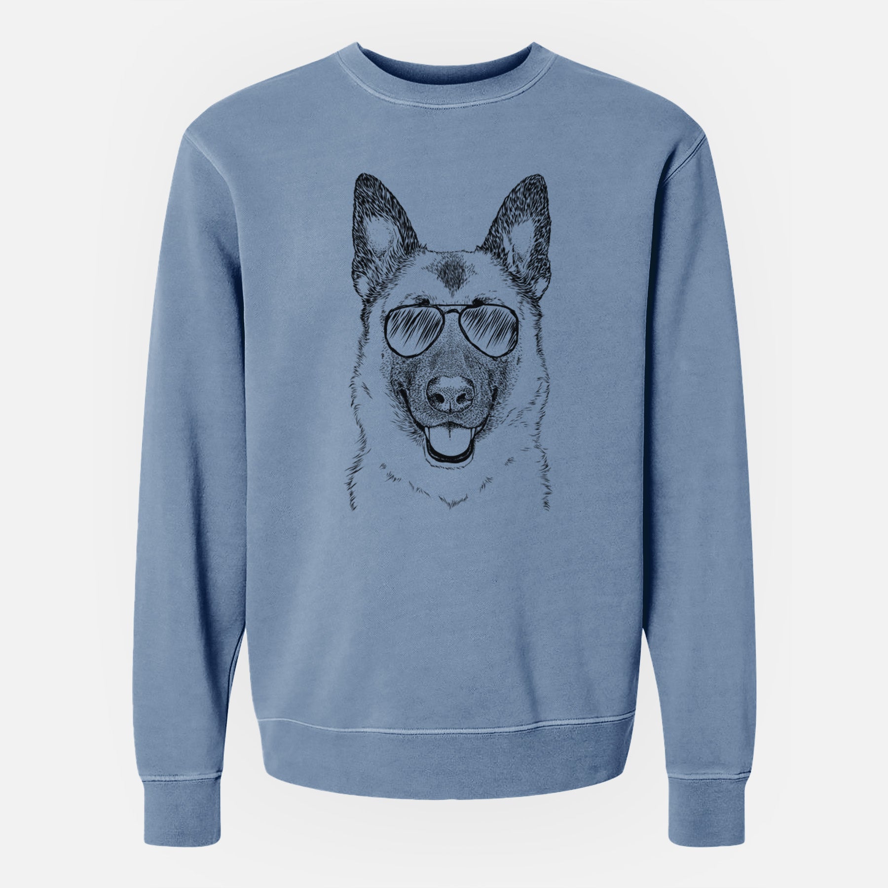 Aviator Trooper the German Shepherd - Unisex Pigment Dyed Crew Sweatshirt