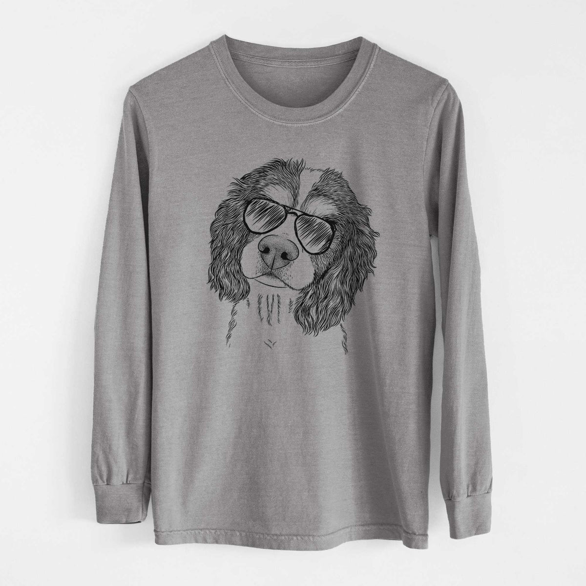 Aviator Truman the Cavalier King Charles Spaniel - Men's Heavyweight 100% Cotton Long Sleeve