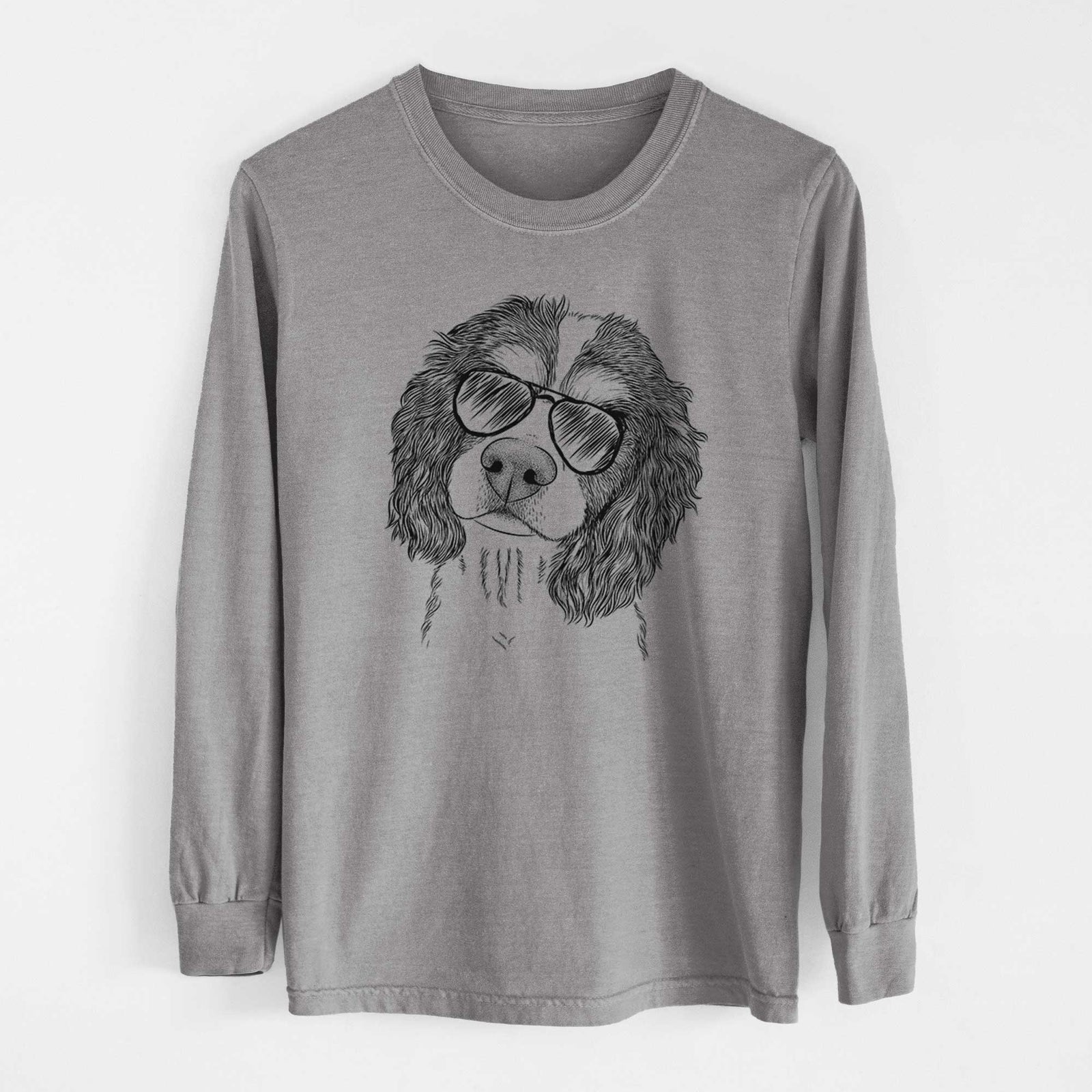 Aviator Truman the Cavalier King Charles Spaniel - Men's Heavyweight 100% Cotton Long Sleeve