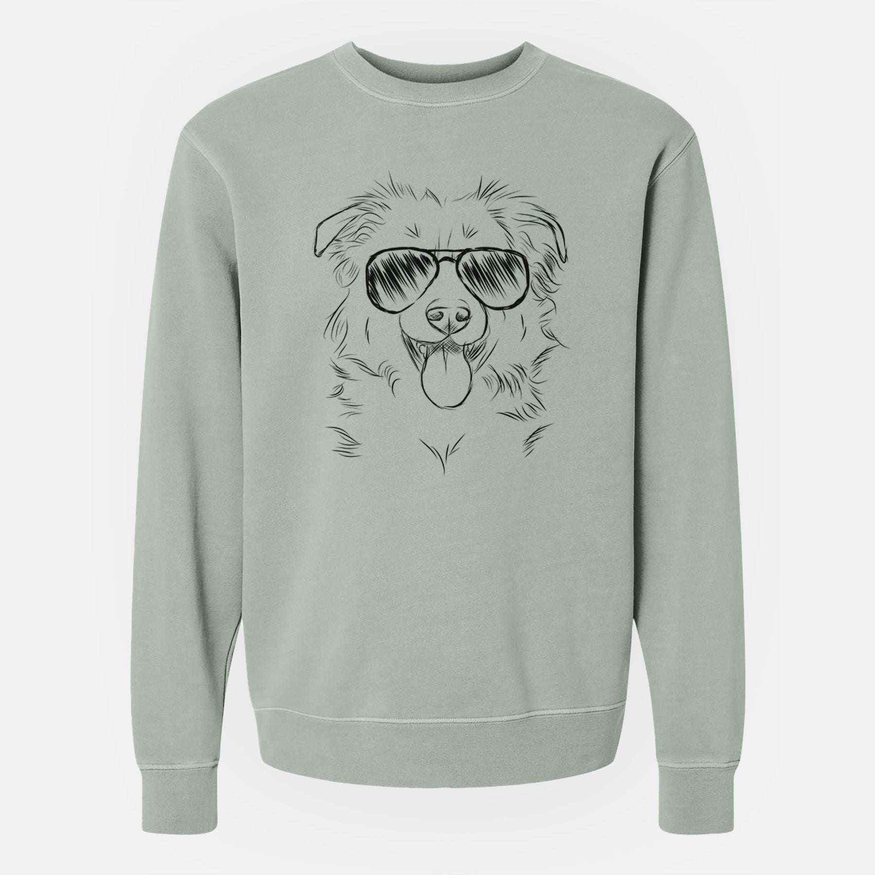 Aviator Tucker the Collie Shepherd - Unisex Pigment Dyed Crew Sweatshirt