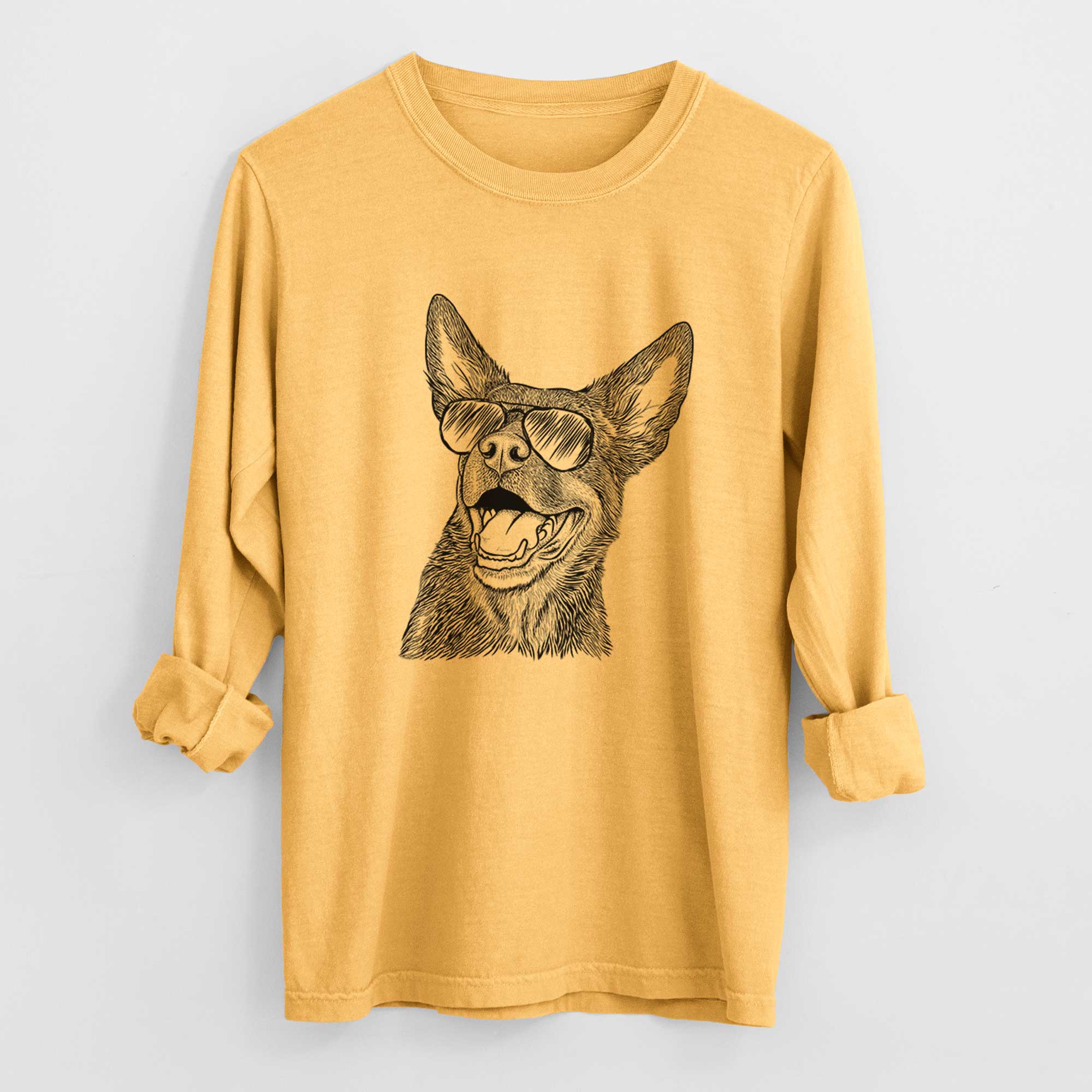 Aviator Tucker the Australian Kelpie - Men's Heavyweight 100% Cotton Long Sleeve