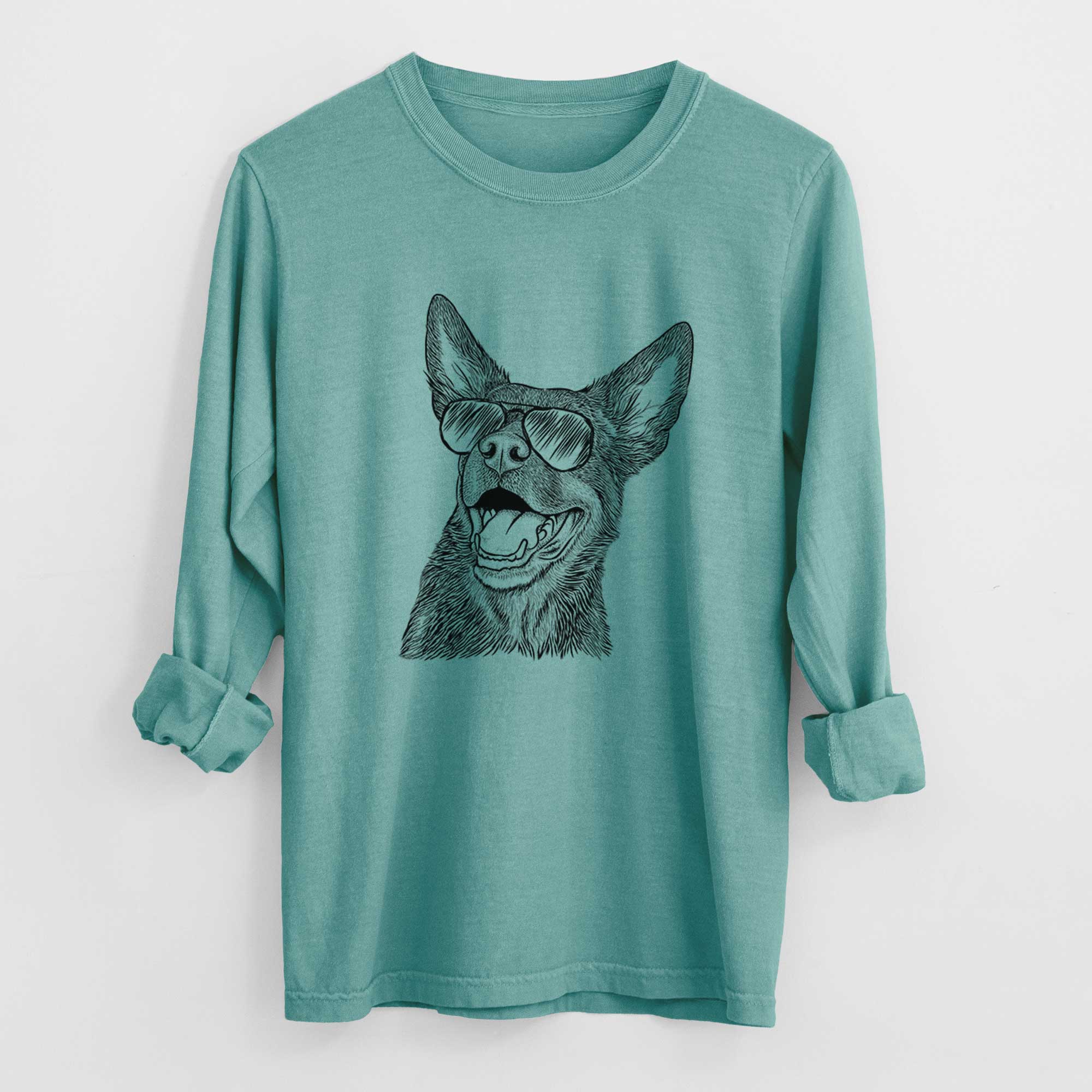 Aviator Tucker the Australian Kelpie - Men's Heavyweight 100% Cotton Long Sleeve