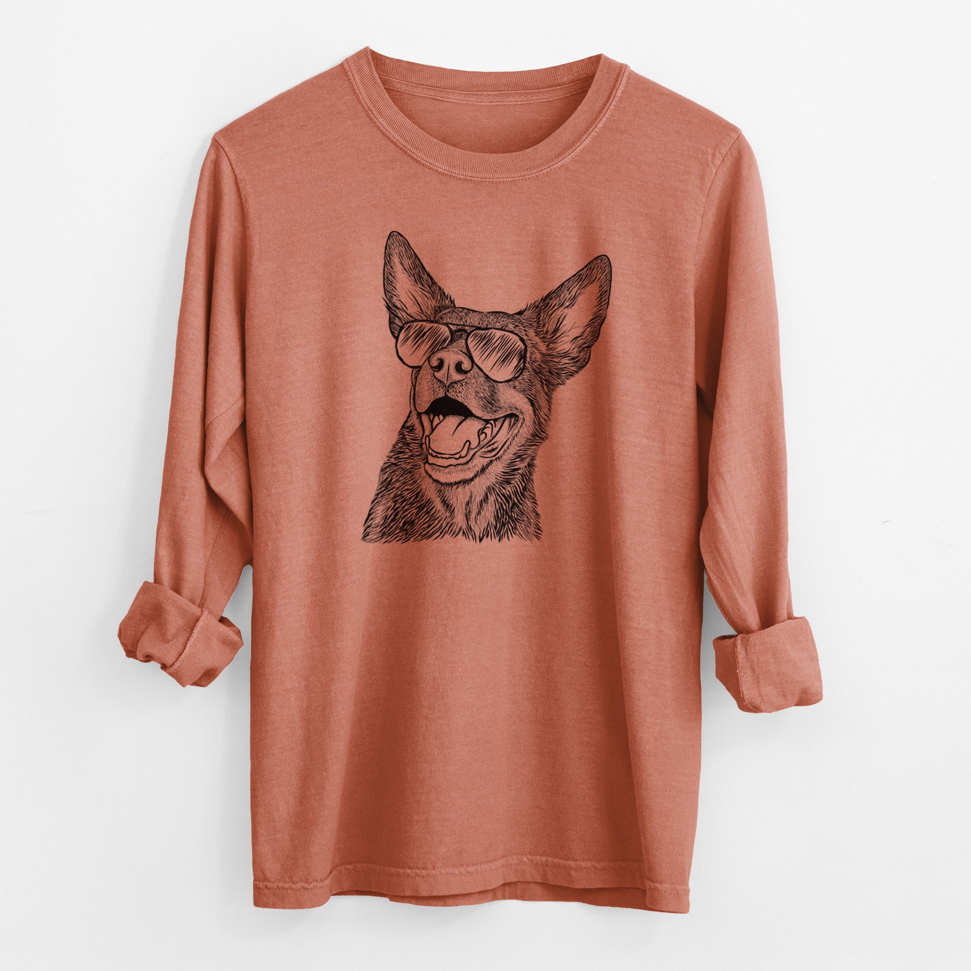 Aviator Tucker the Australian Kelpie - Men's Heavyweight 100% Cotton Long Sleeve