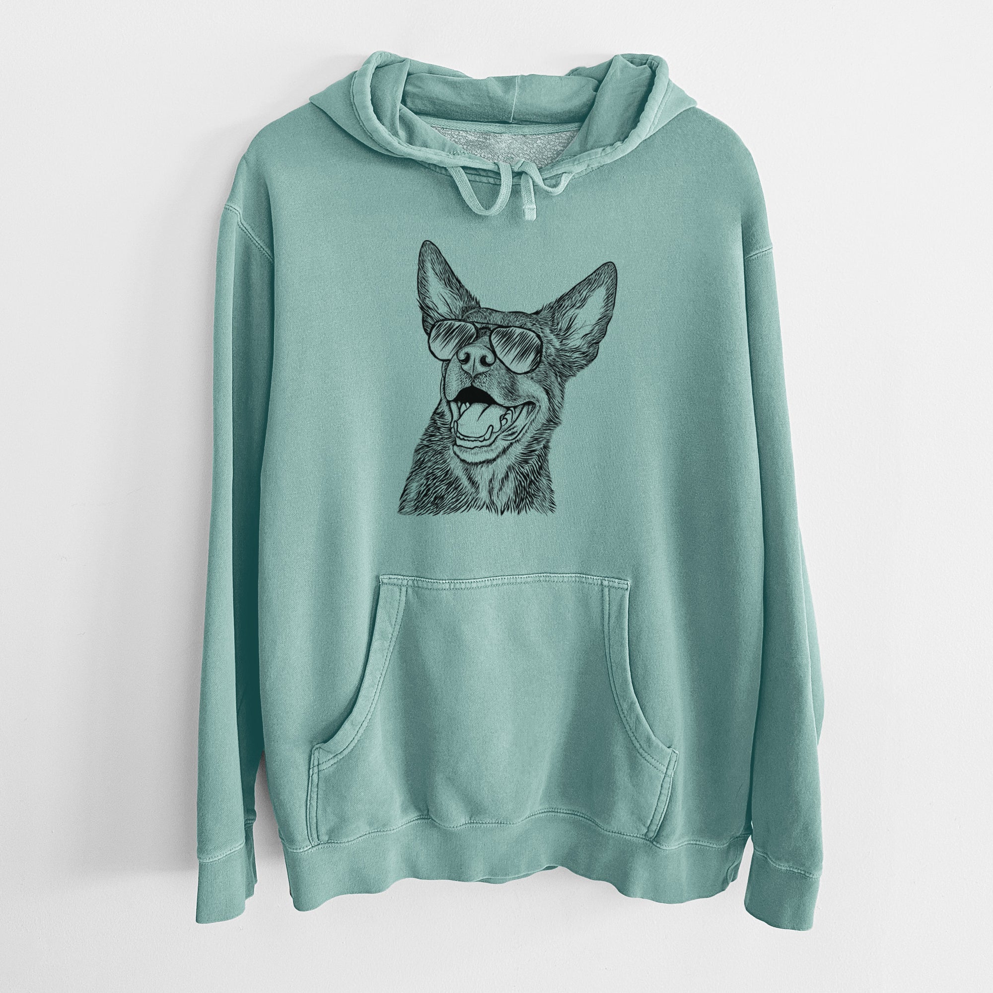 Aviator Tucker the Australian Kelpie - Unisex Pigment Dyed Hoodie