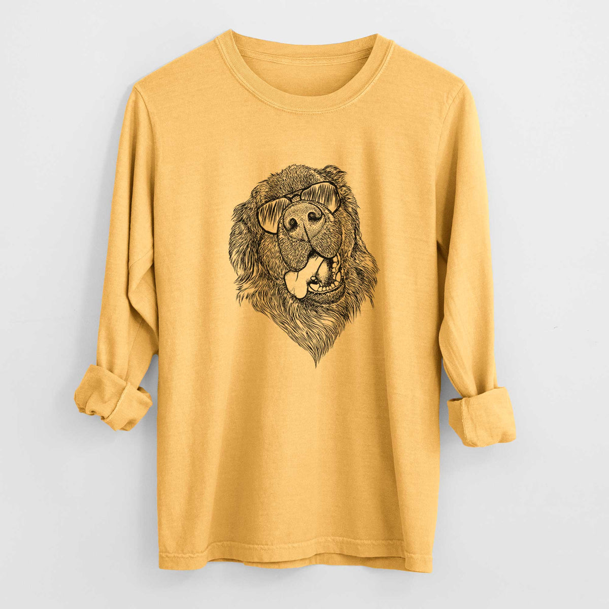 Aviator Tuna the Newfoundland - Men's Heavyweight 100% Cotton Long Sleeve