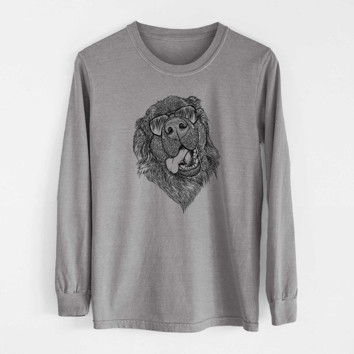 Aviator Tuna the Newfoundland - Men's Heavyweight 100% Cotton Long Sleeve