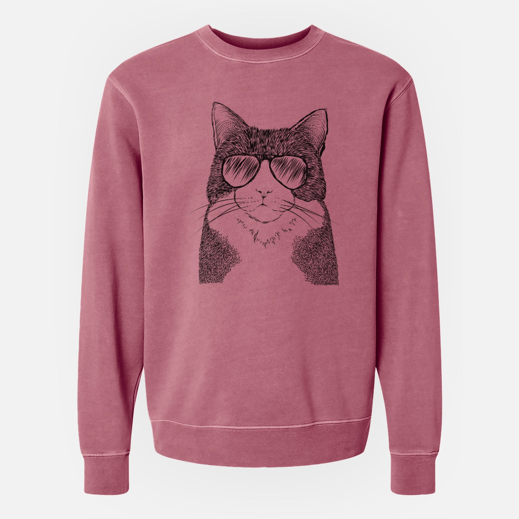 Aviator Tux the Tuxedo Cat - Unisex Pigment Dyed Crew Sweatshirt