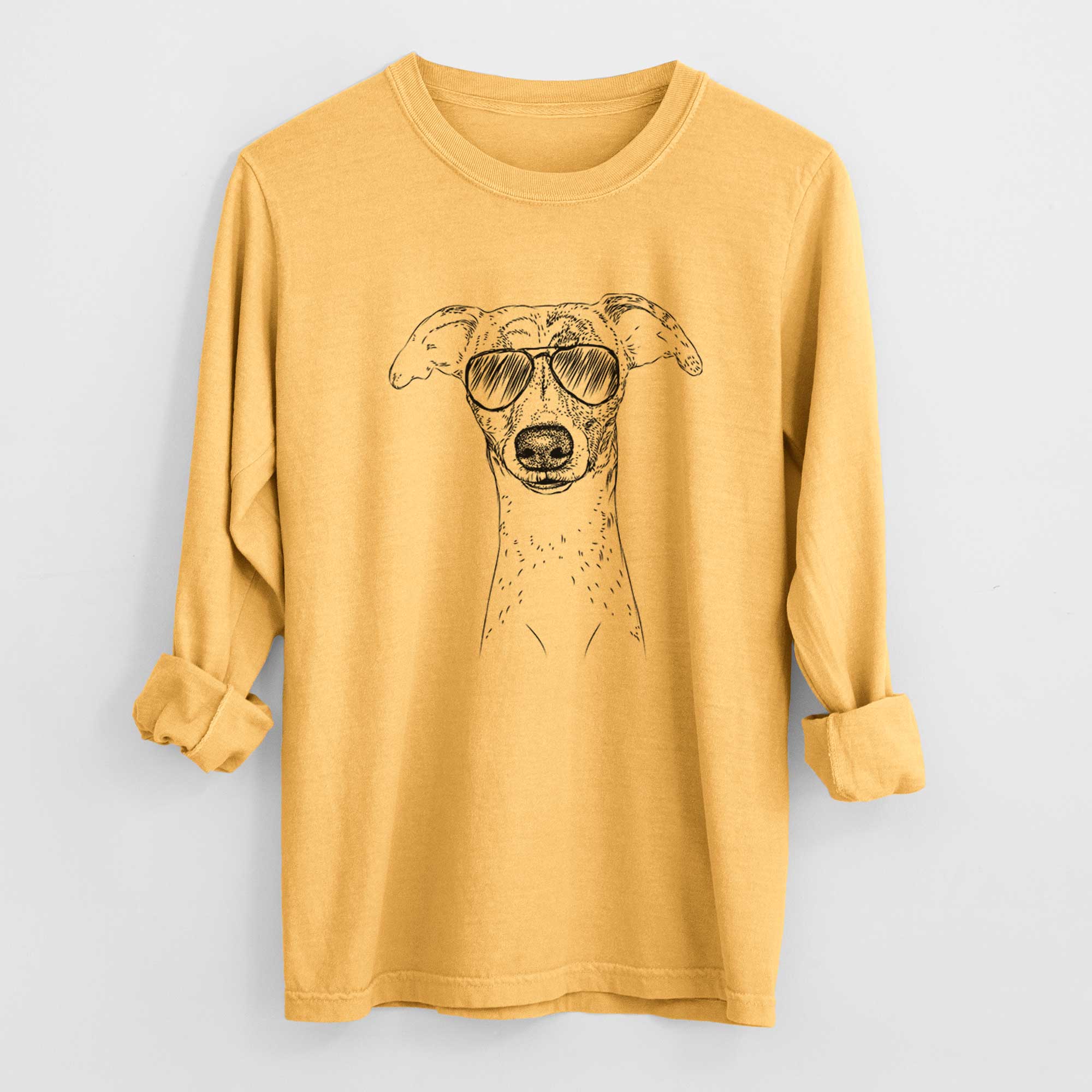 Aviator Twiggy the Whippet - Men's Heavyweight 100% Cotton Long Sleeve