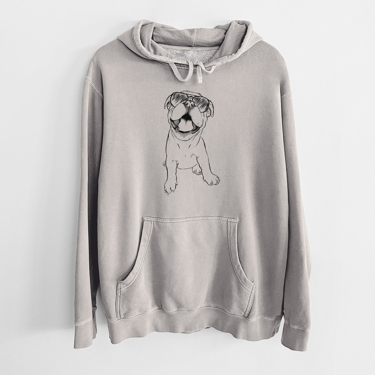 Aviator Tyke the English Bulldog - Unisex Pigment Dyed Hoodie