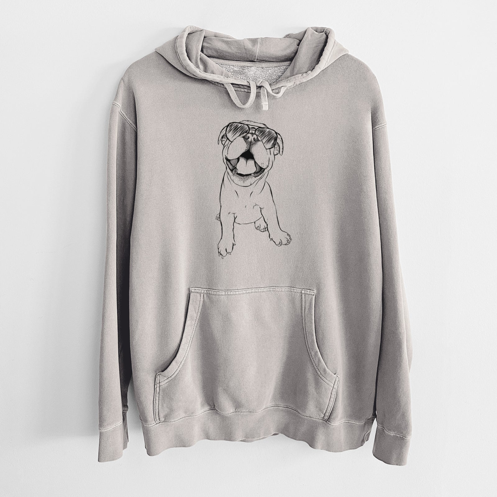 Aviator Tyke the English Bulldog - Unisex Pigment Dyed Hoodie