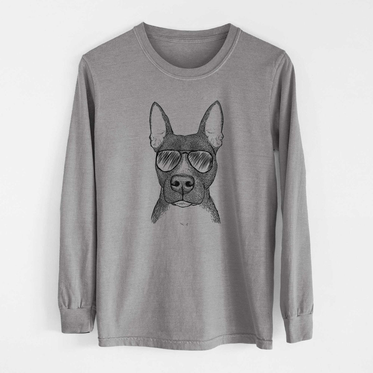 Aviator Violet the Pitbull - Men's Heavyweight 100% Cotton Long Sleeve