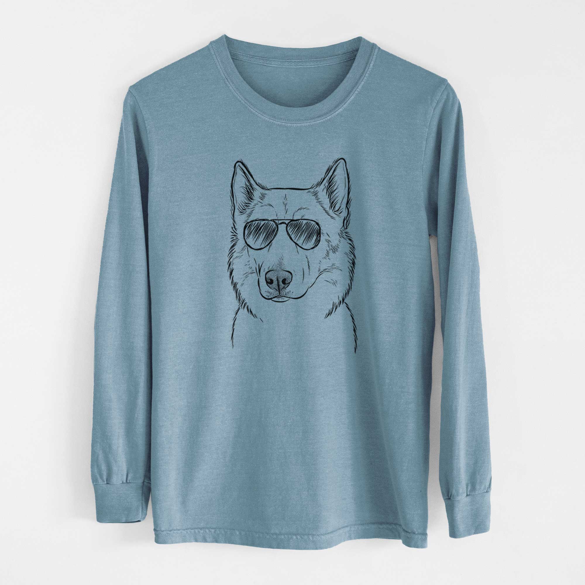 Aviator Vox the Siberian Husky - Men's Heavyweight 100% Cotton Long Sleeve