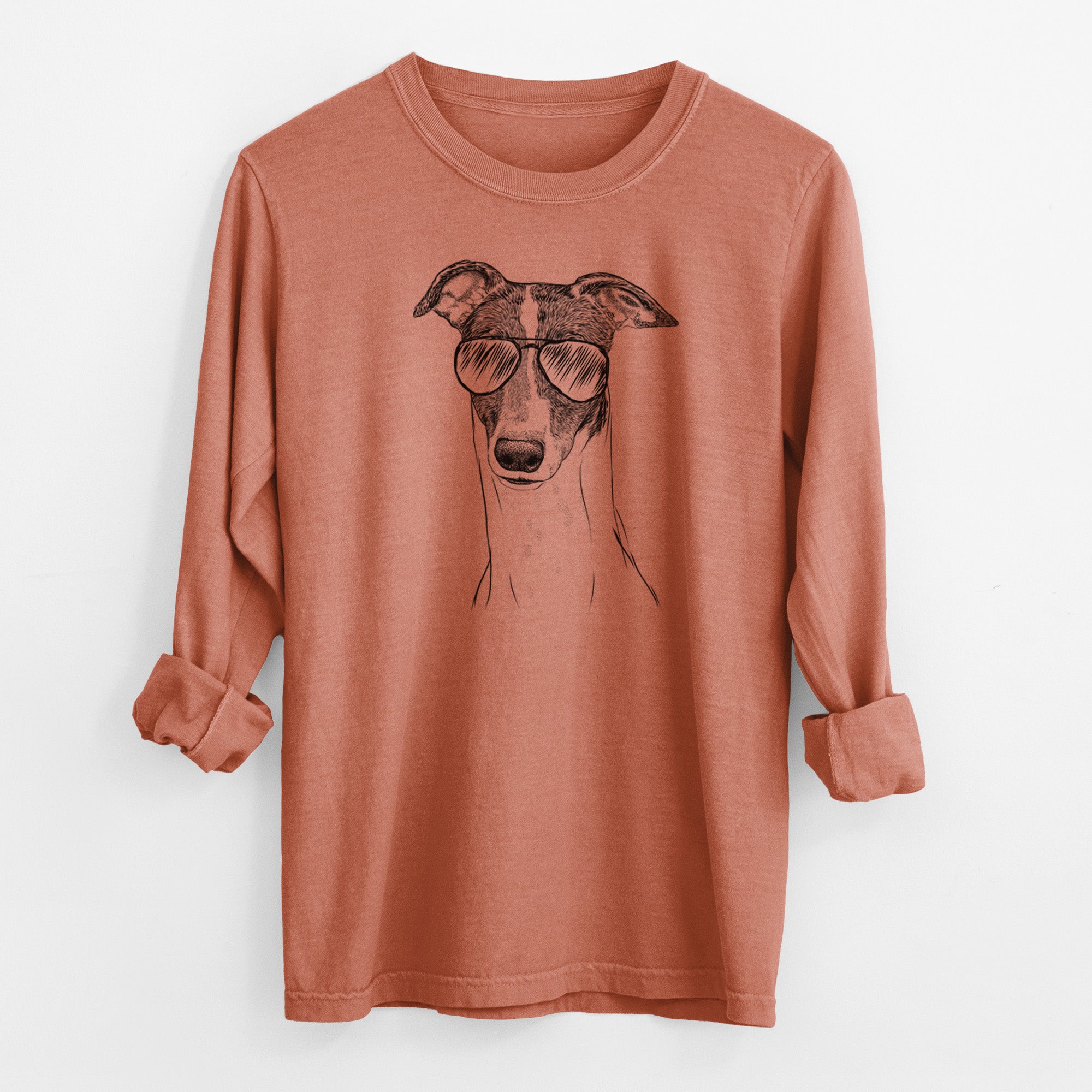 Aviator Vyncent the Greyhound - Men's Heavyweight 100% Cotton Long Sleeve