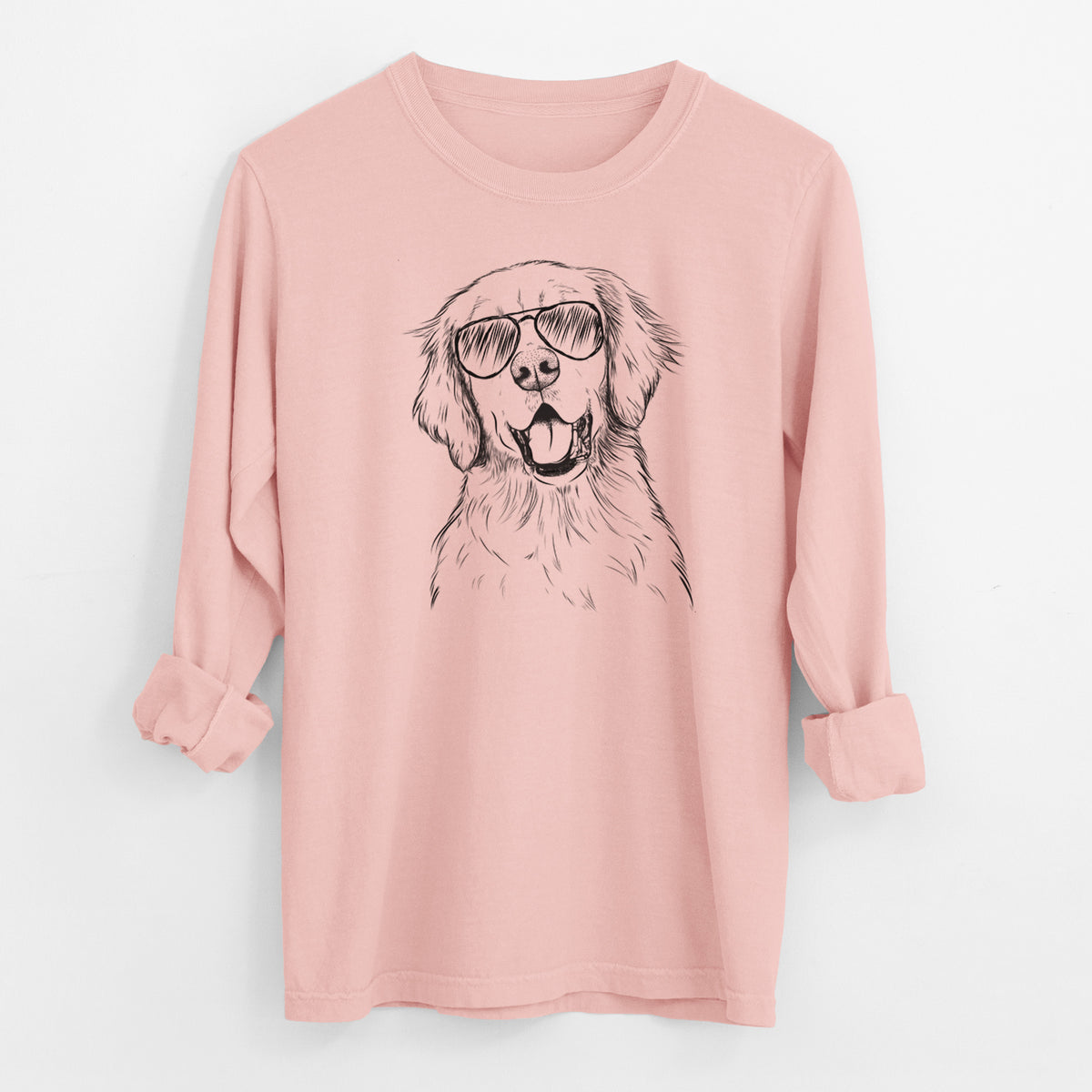 Aviator Wallace the Golden Retriever - Men's Heavyweight 100% Cotton Long Sleeve