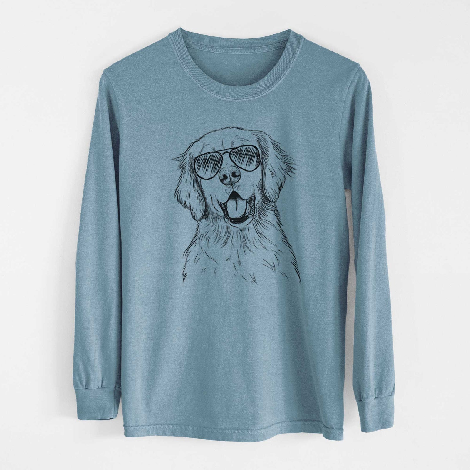 Aviator Wallace the Golden Retriever - Men's Heavyweight 100% Cotton Long Sleeve