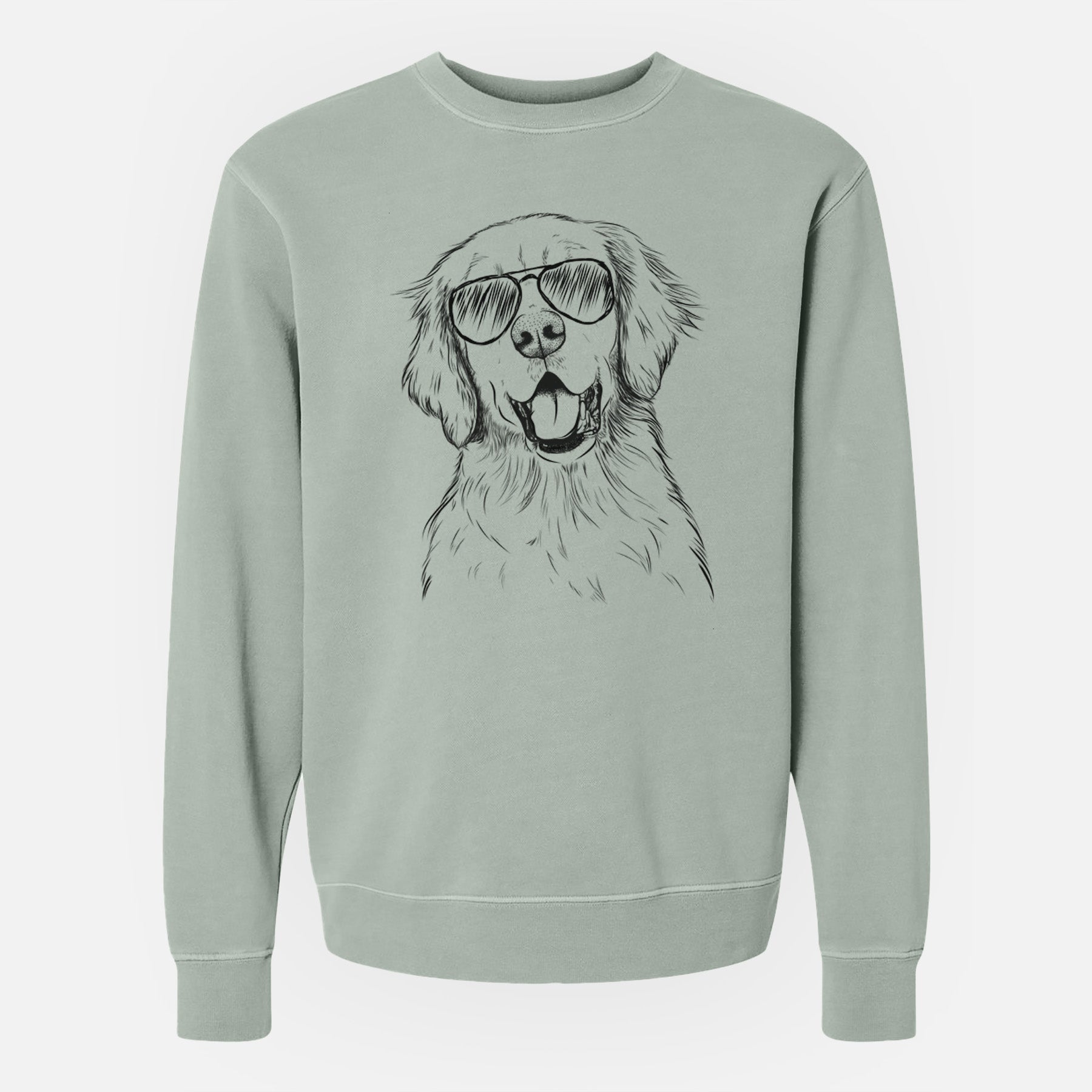 Aviator Wallace the Golden Retriever - Unisex Pigment Dyed Crew Sweatshirt