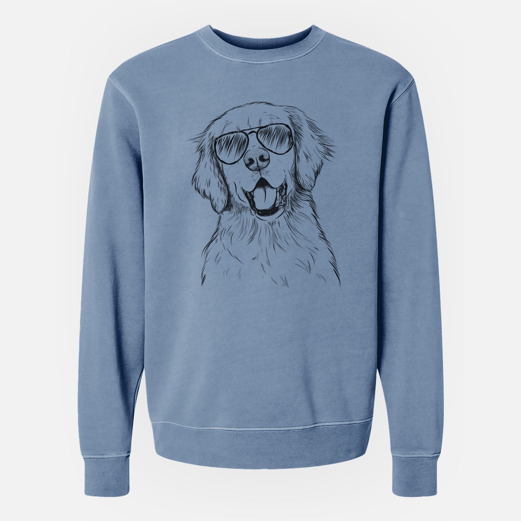 Aviator Wallace the Golden Retriever - Unisex Pigment Dyed Crew Sweatshirt