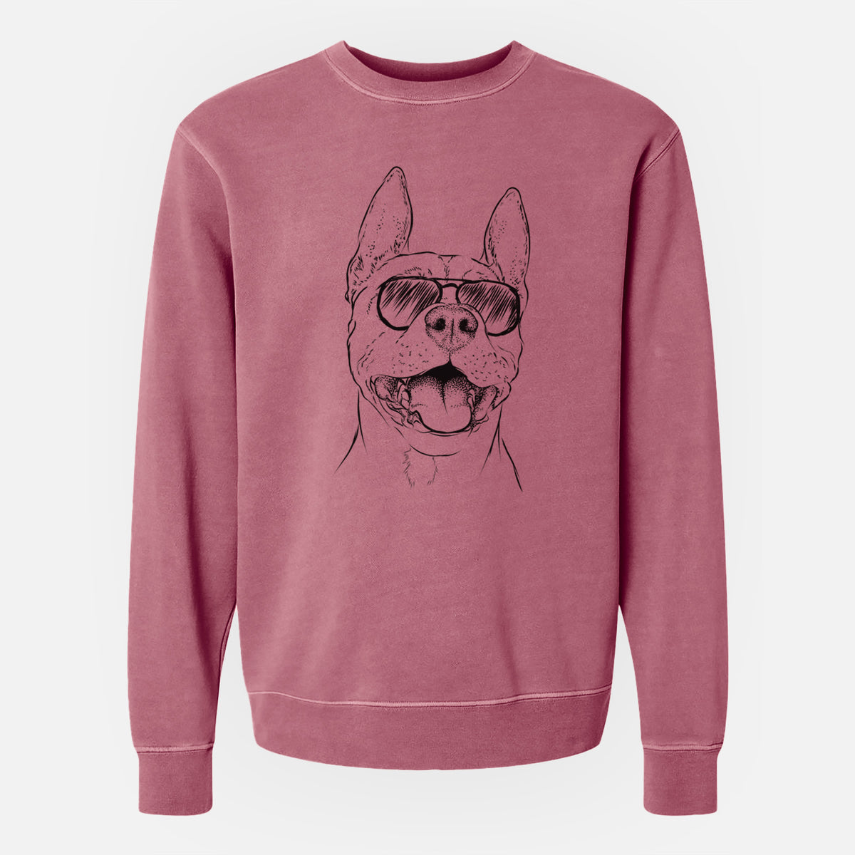 Aviator Wally the Pitbull - Unisex Pigment Dyed Crew Sweatshirt
