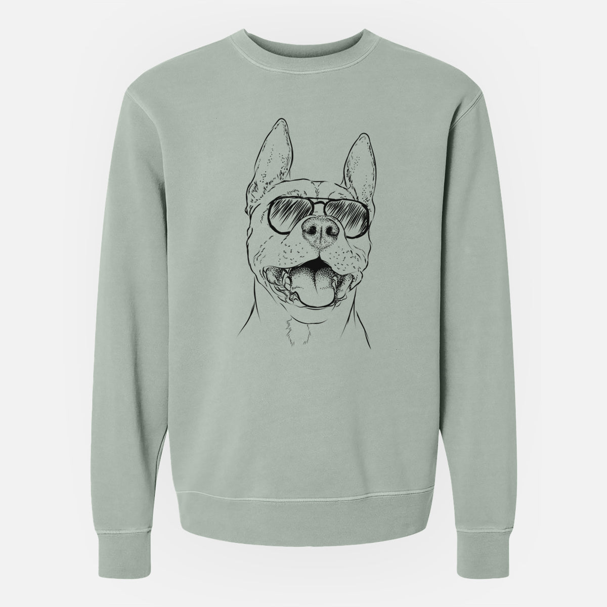Aviator Wally the Pitbull - Unisex Pigment Dyed Crew Sweatshirt