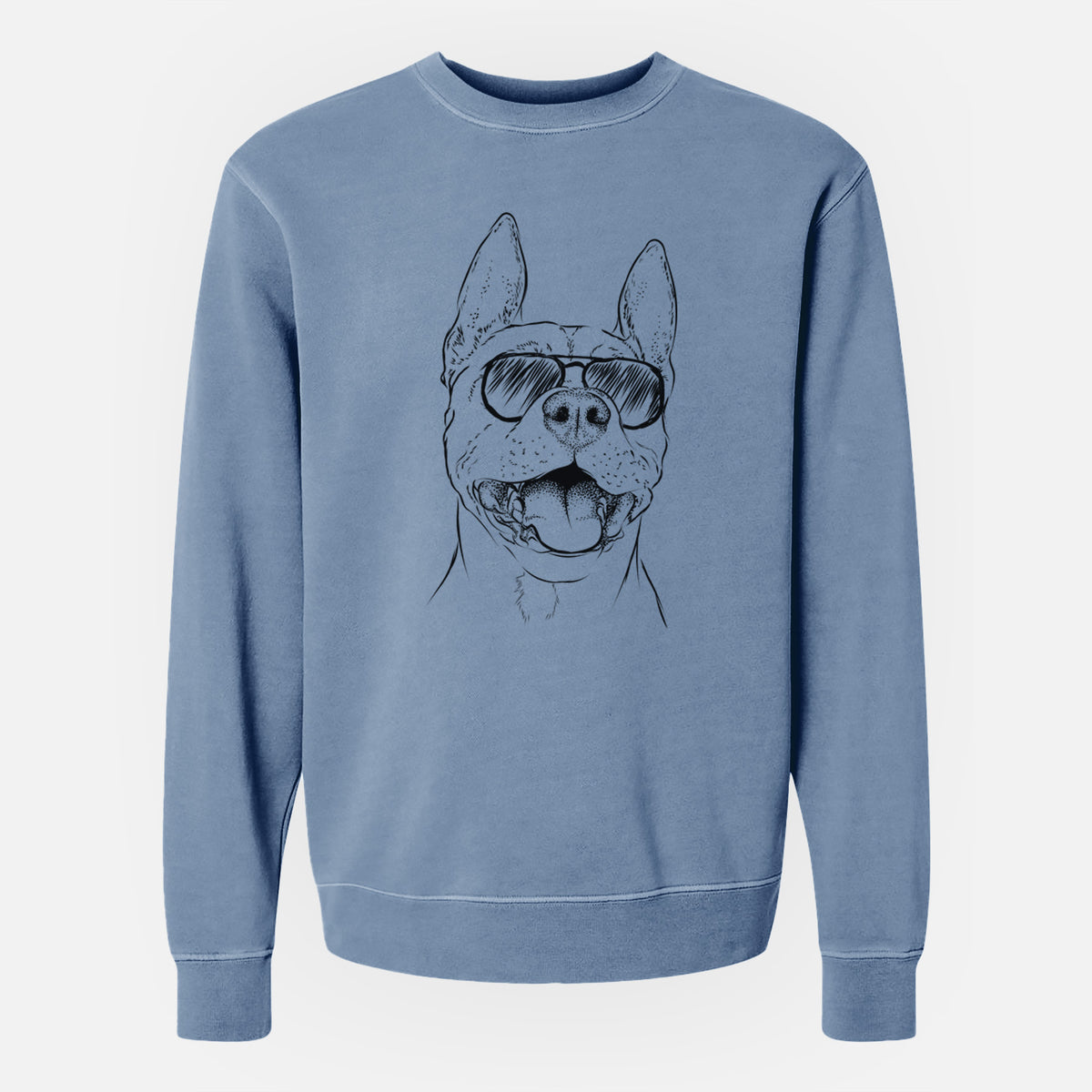 Aviator Wally the Pitbull - Unisex Pigment Dyed Crew Sweatshirt