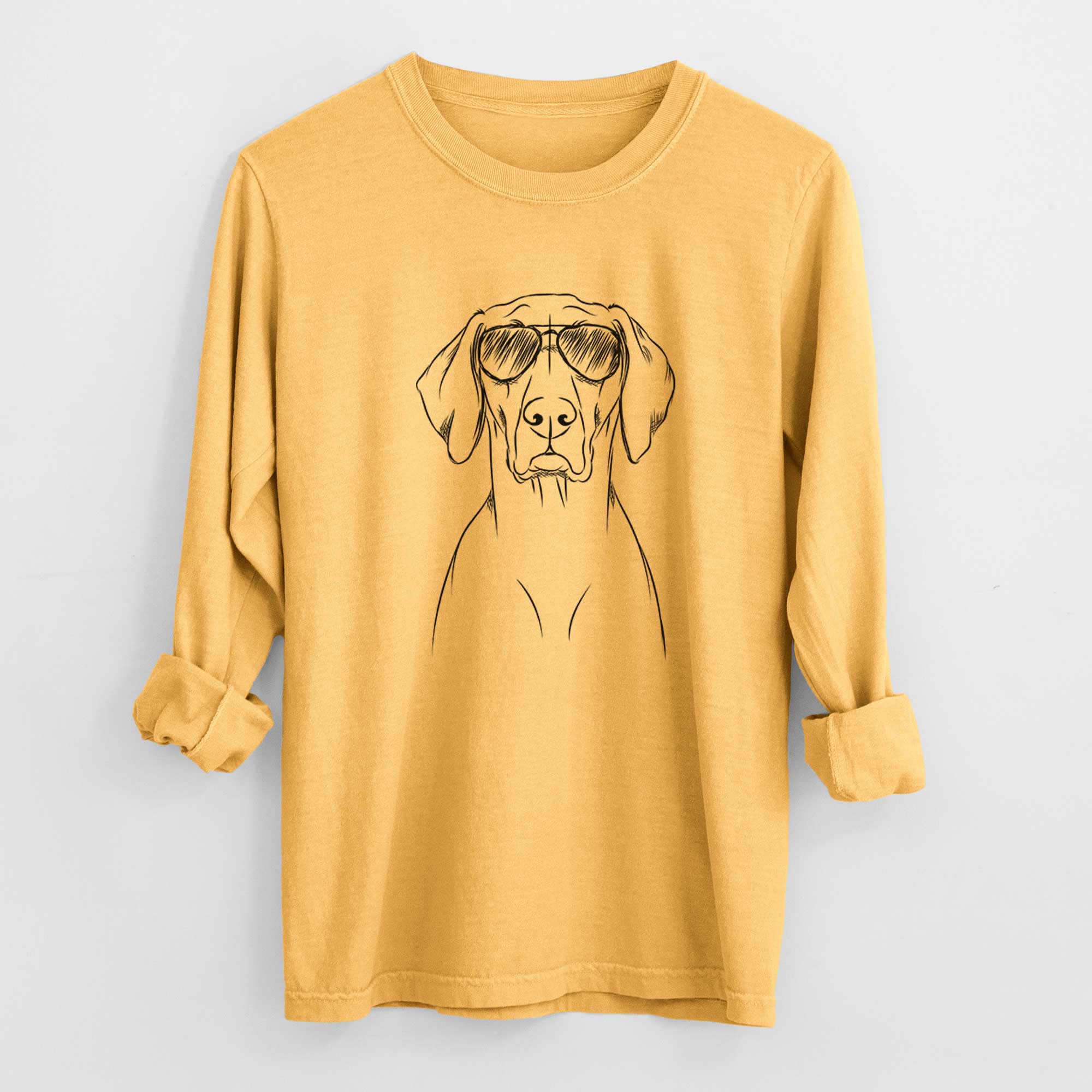 Aviator Walter the Weimaraner - Men's Heavyweight 100% Cotton Long Sleeve