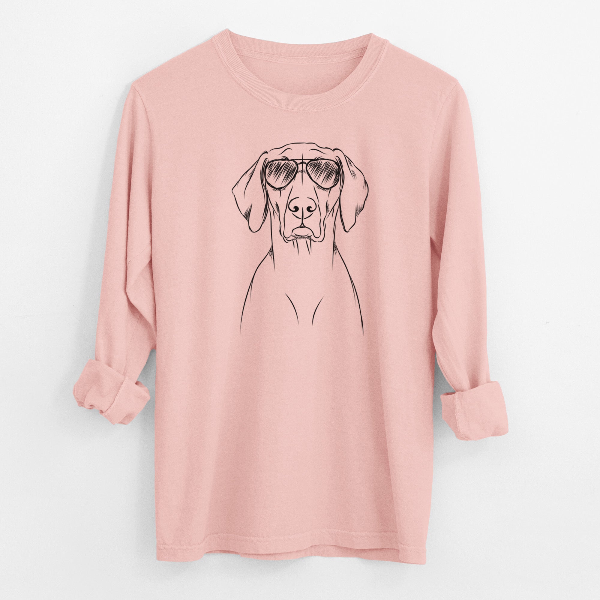 Aviator Walter the Weimaraner - Men's Heavyweight 100% Cotton Long Sleeve