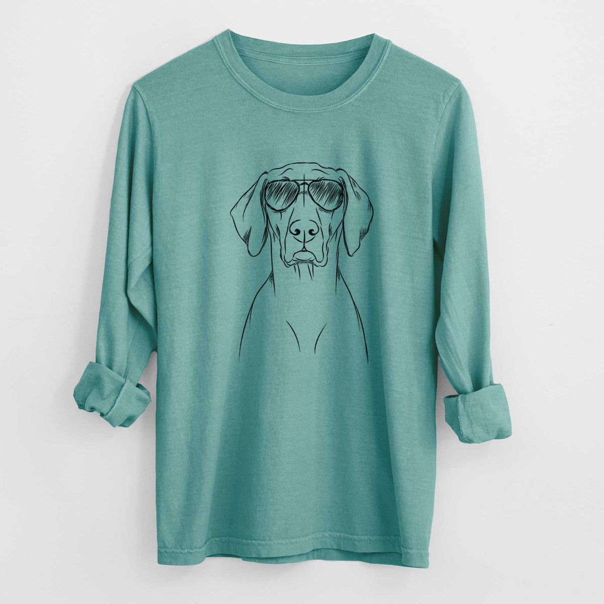 Aviator Walter the Weimaraner - Men's Heavyweight 100% Cotton Long Sleeve