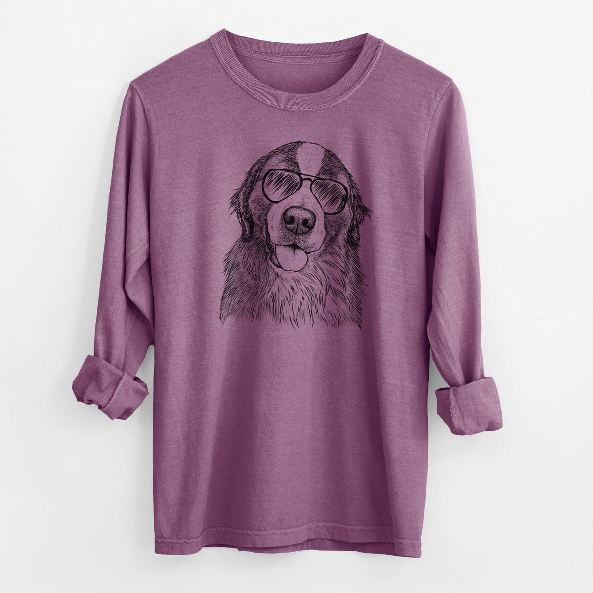 Aviator Walter the Bernese Mountain Dog Mix - Men's Heavyweight 100% Cotton Long Sleeve