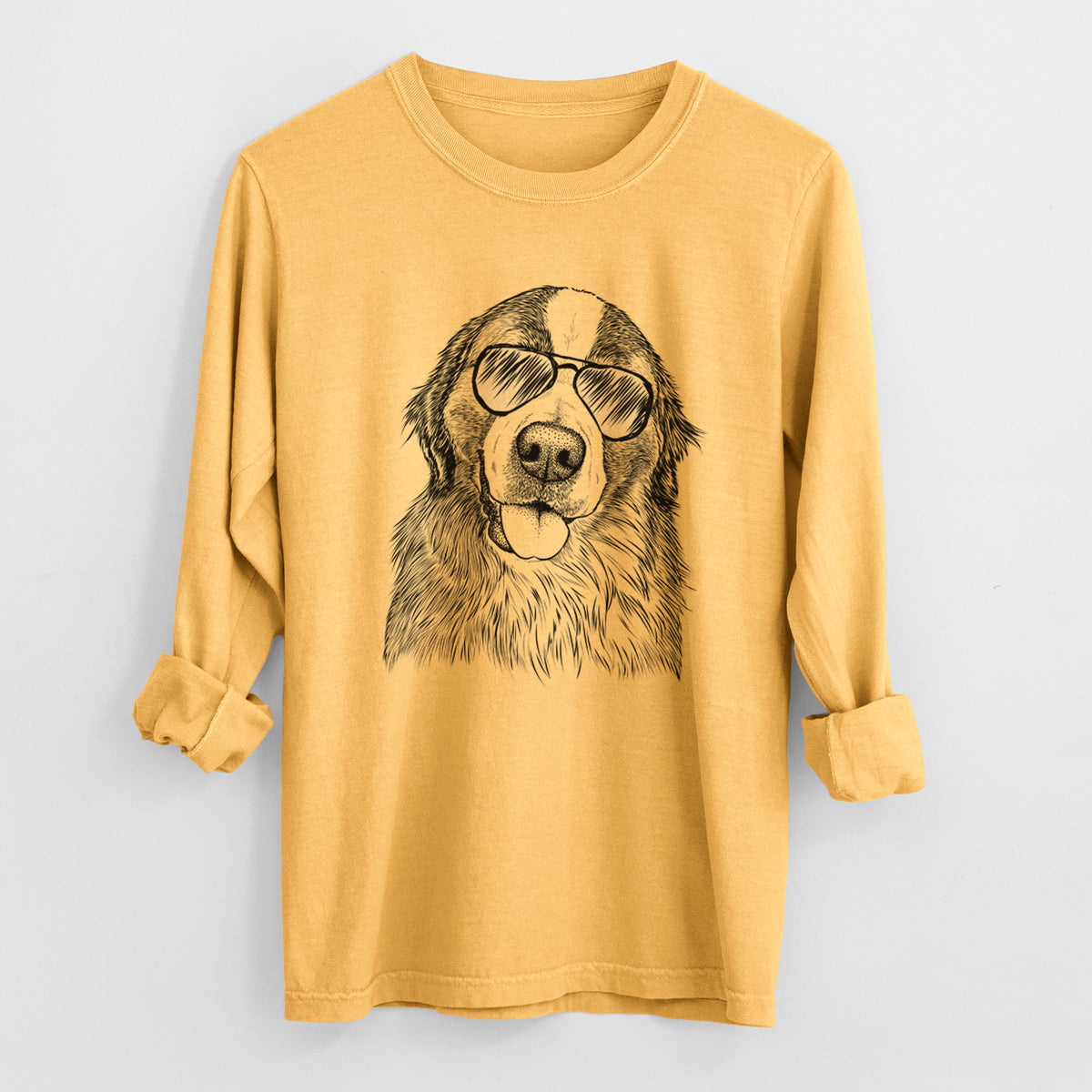 Aviator Walter the Bernese Mountain Dog Mix - Men's Heavyweight 100% Cotton Long Sleeve