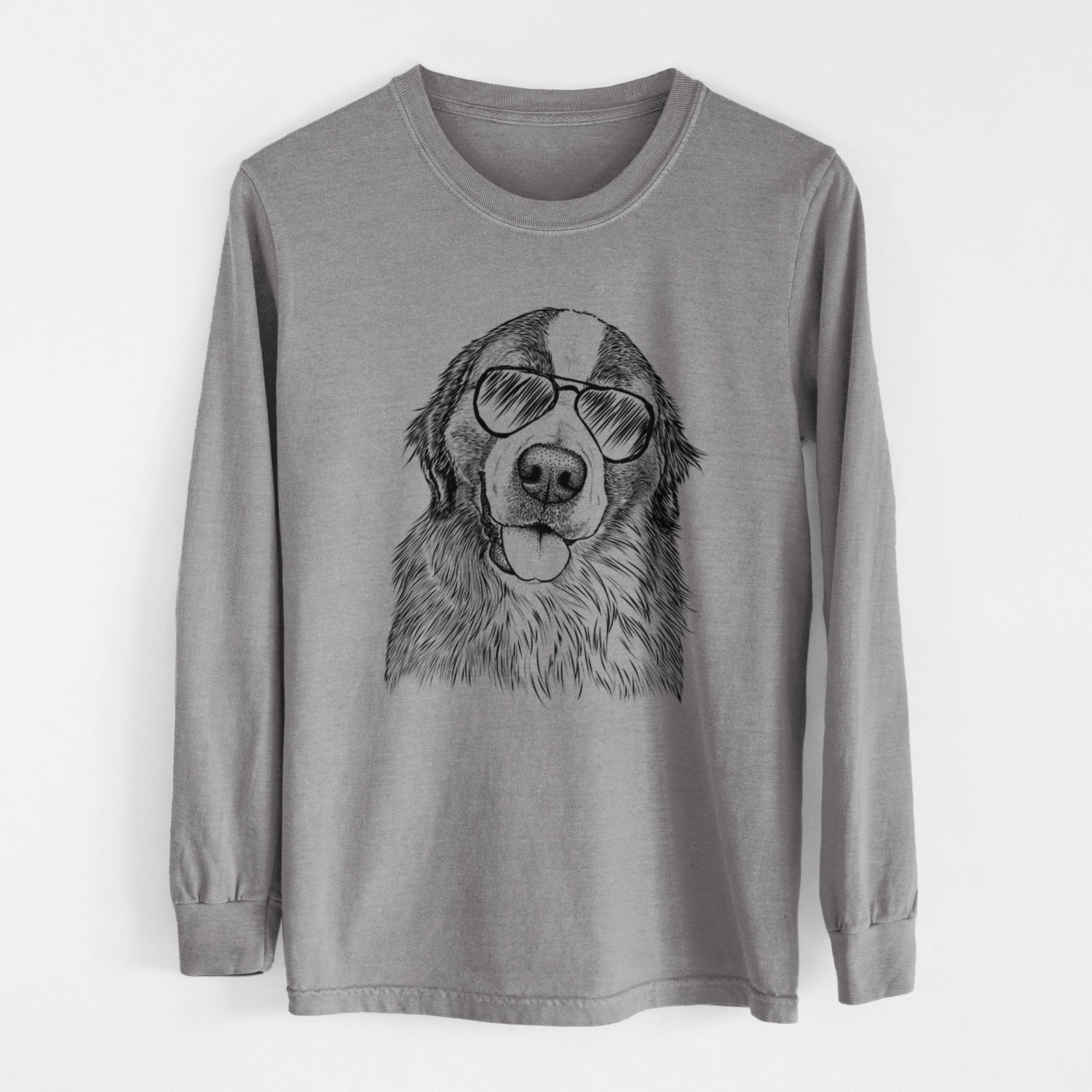 Aviator Walter the Bernese Mountain Dog Mix - Men's Heavyweight 100% Cotton Long Sleeve