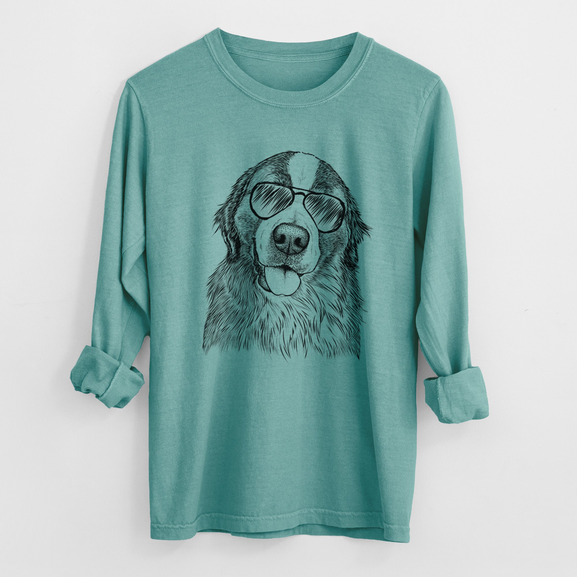 Aviator Walter the Bernese Mountain Dog Mix - Men's Heavyweight 100% Cotton Long Sleeve