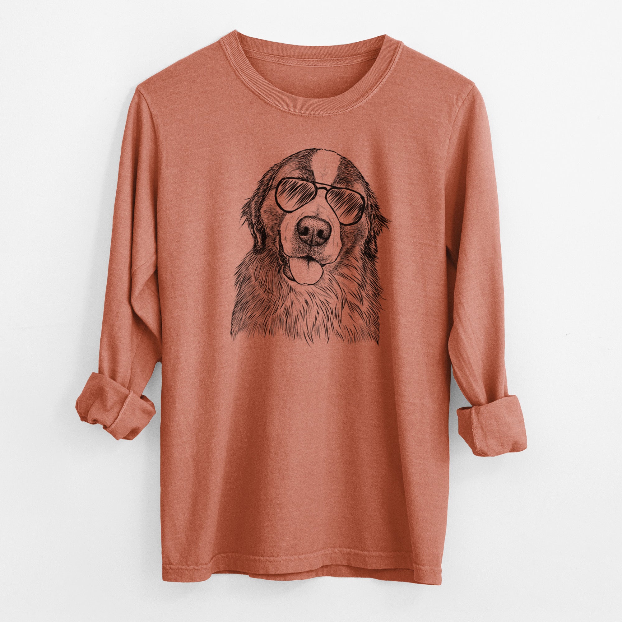 Aviator Walter the Bernese Mountain Dog Mix - Men's Heavyweight 100% Cotton Long Sleeve