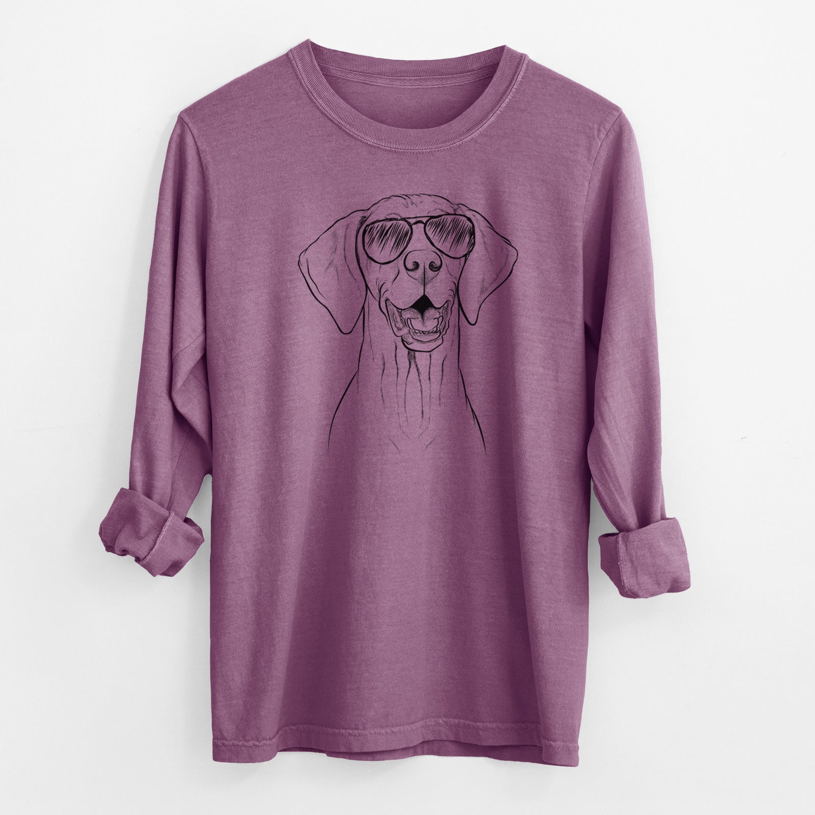 Aviator Wesley the Vizsla - Men's Heavyweight 100% Cotton Long Sleeve