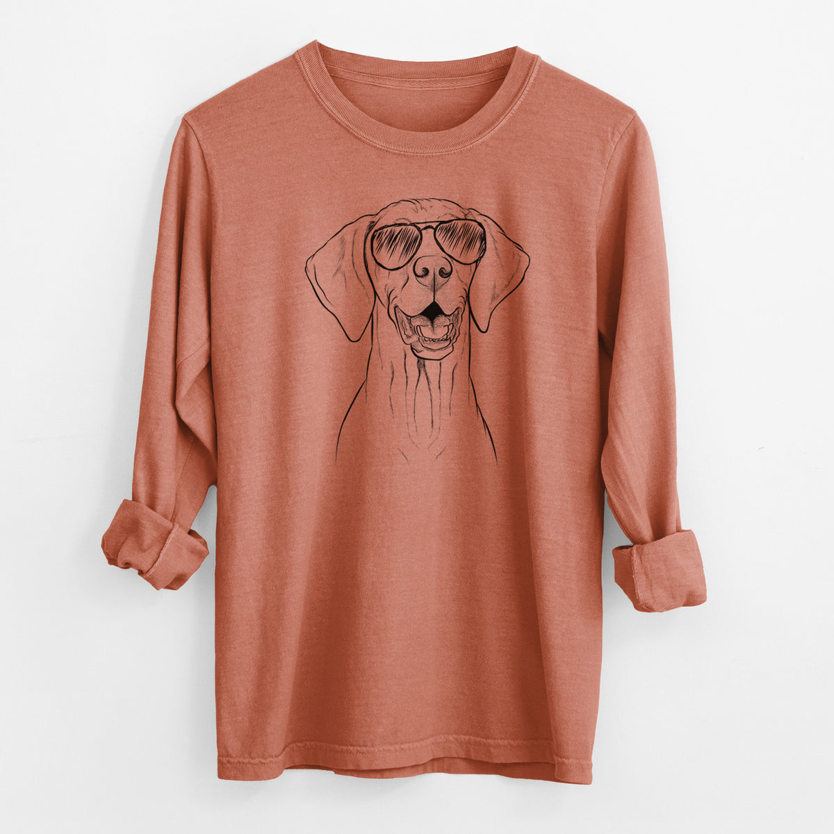 Aviator Wesley the Vizsla - Men's Heavyweight 100% Cotton Long Sleeve