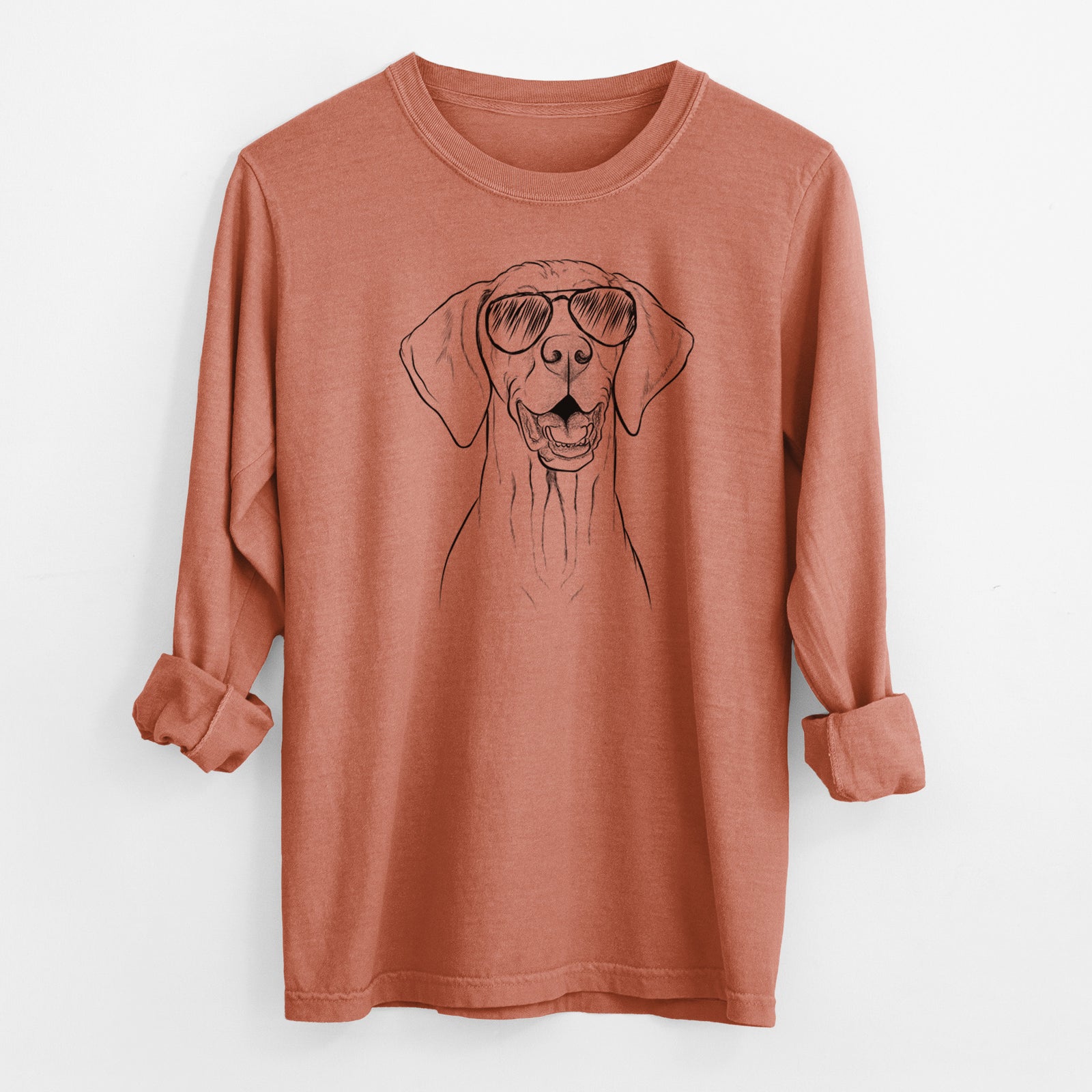 Aviator Wesley the Vizsla - Men's Heavyweight 100% Cotton Long Sleeve