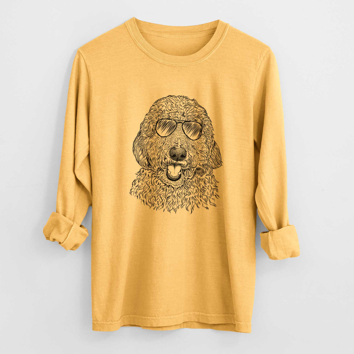 Aviator Whisper the Goldendoodle - Men's Heavyweight 100% Cotton Long Sleeve