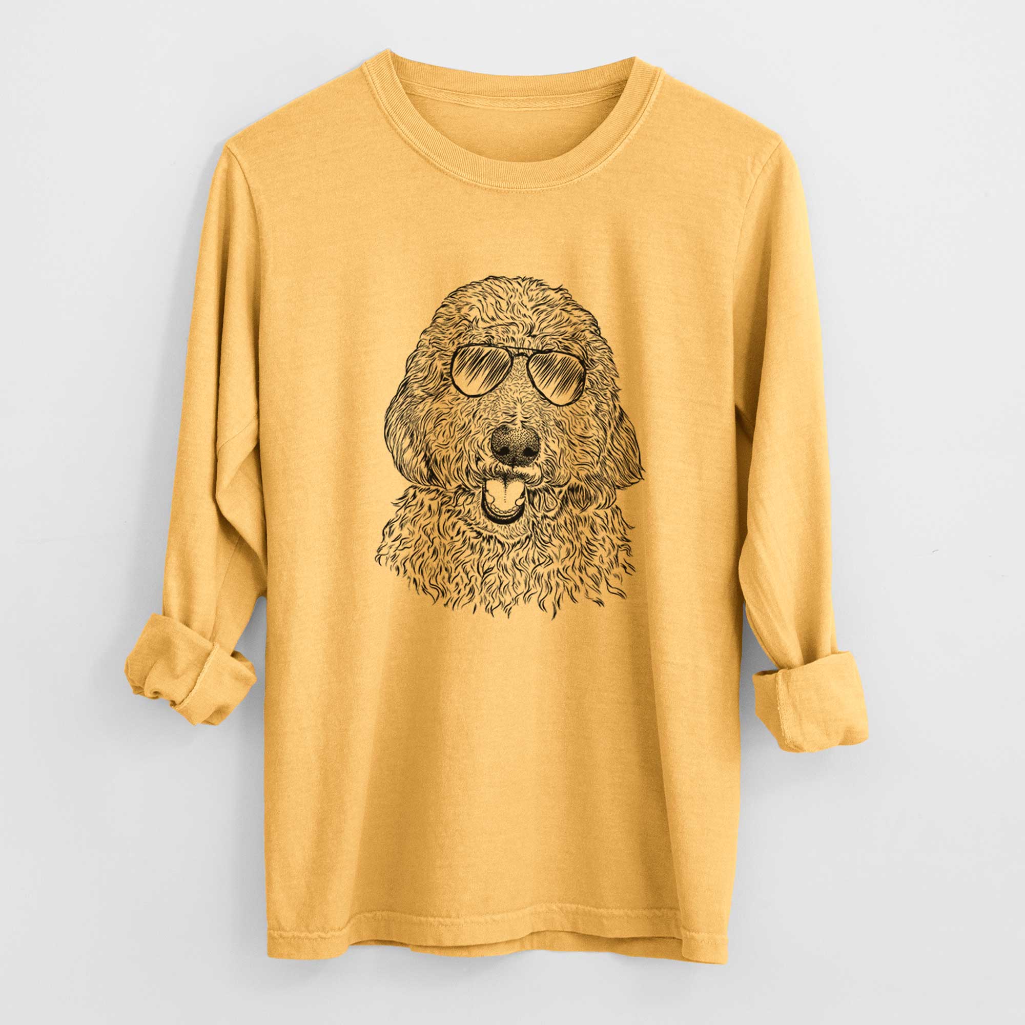 Aviator Whisper the Goldendoodle - Men's Heavyweight 100% Cotton Long Sleeve