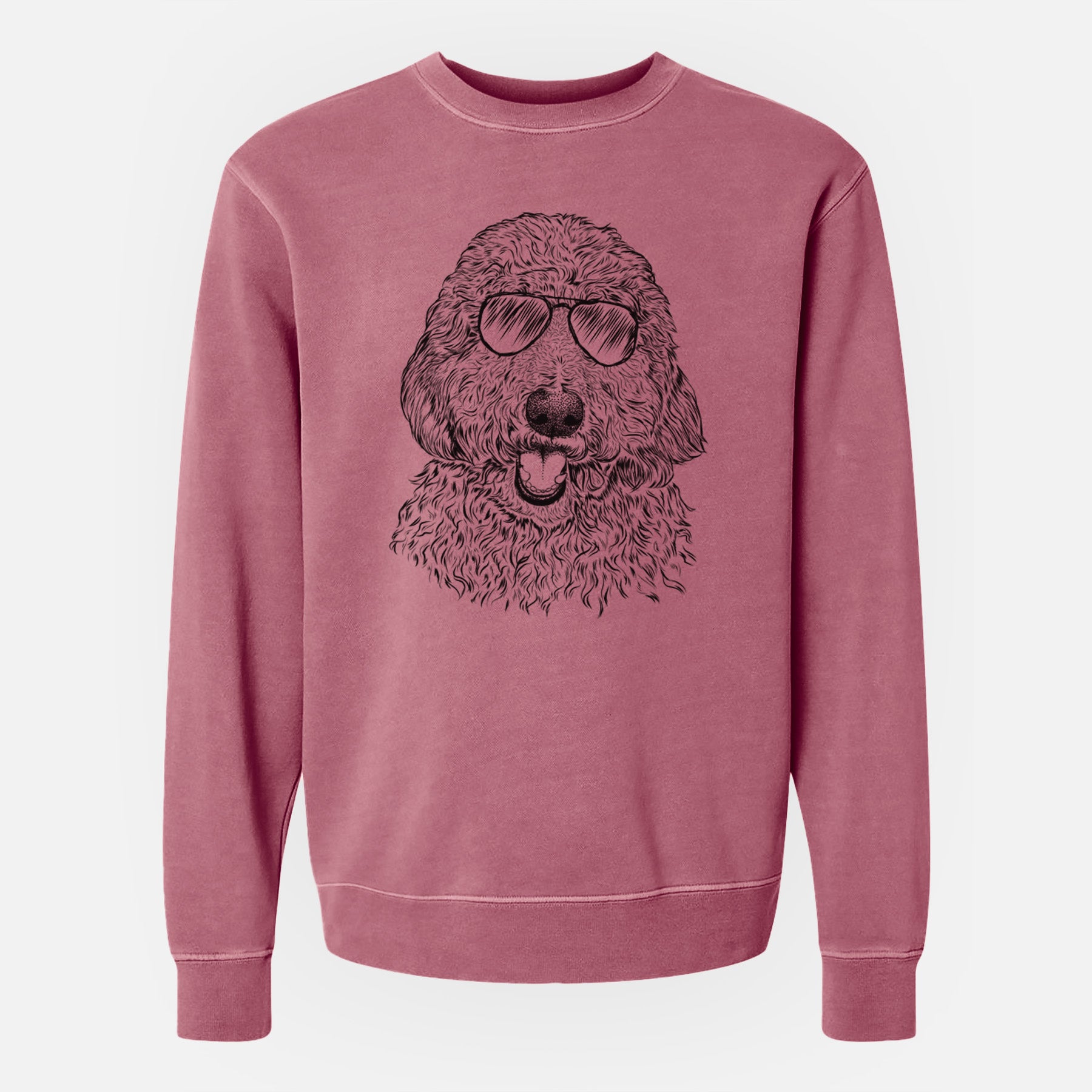 Aviator Whisper the Goldendoodle - Unisex Pigment Dyed Crew Sweatshirt