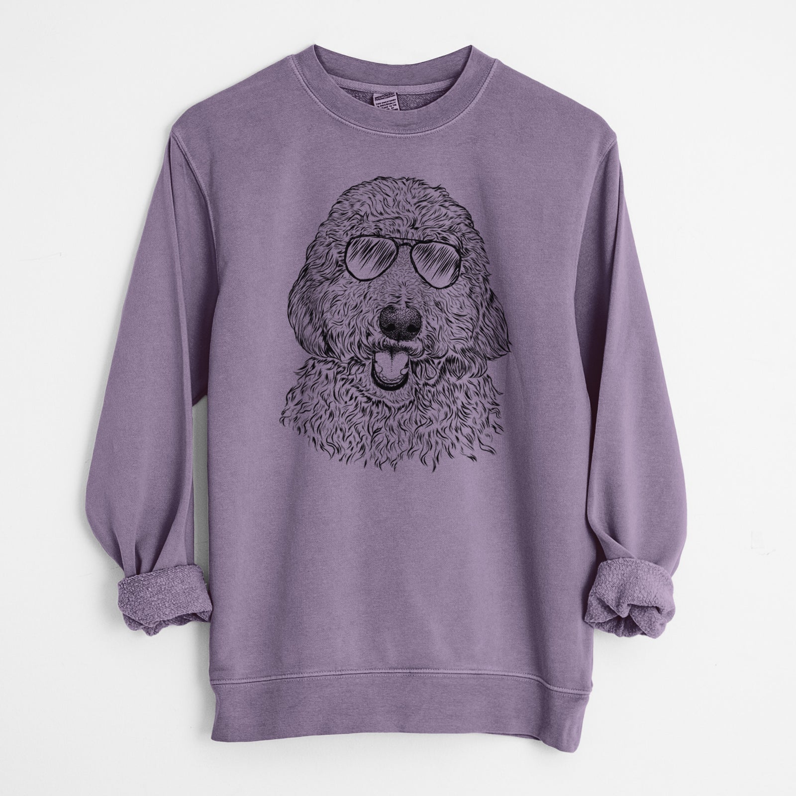 Aviator Whisper the Goldendoodle - Unisex Pigment Dyed Crew Sweatshirt