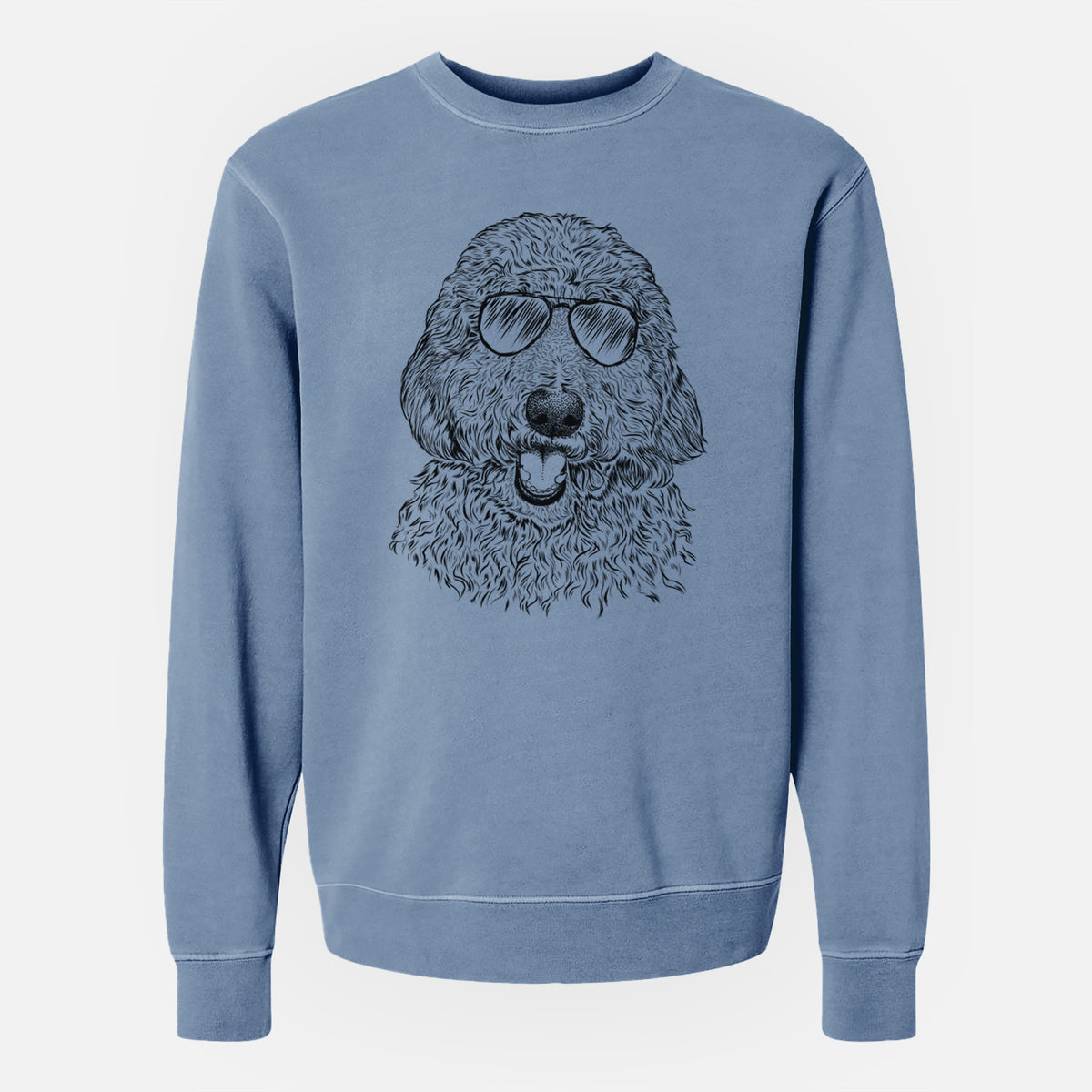 Aviator Whisper the Goldendoodle - Unisex Pigment Dyed Crew Sweatshirt
