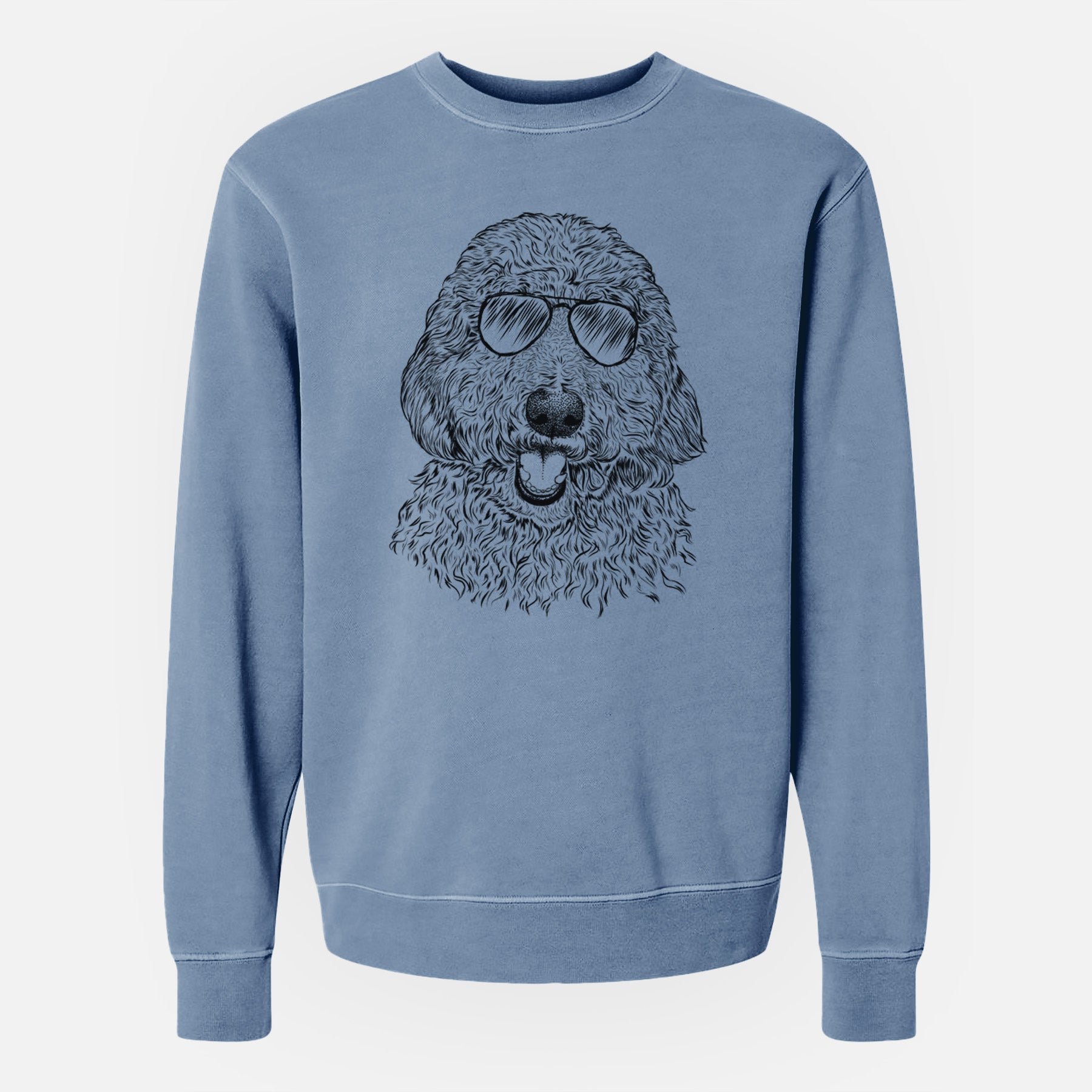 Aviator Whisper the Goldendoodle - Unisex Pigment Dyed Crew Sweatshirt
