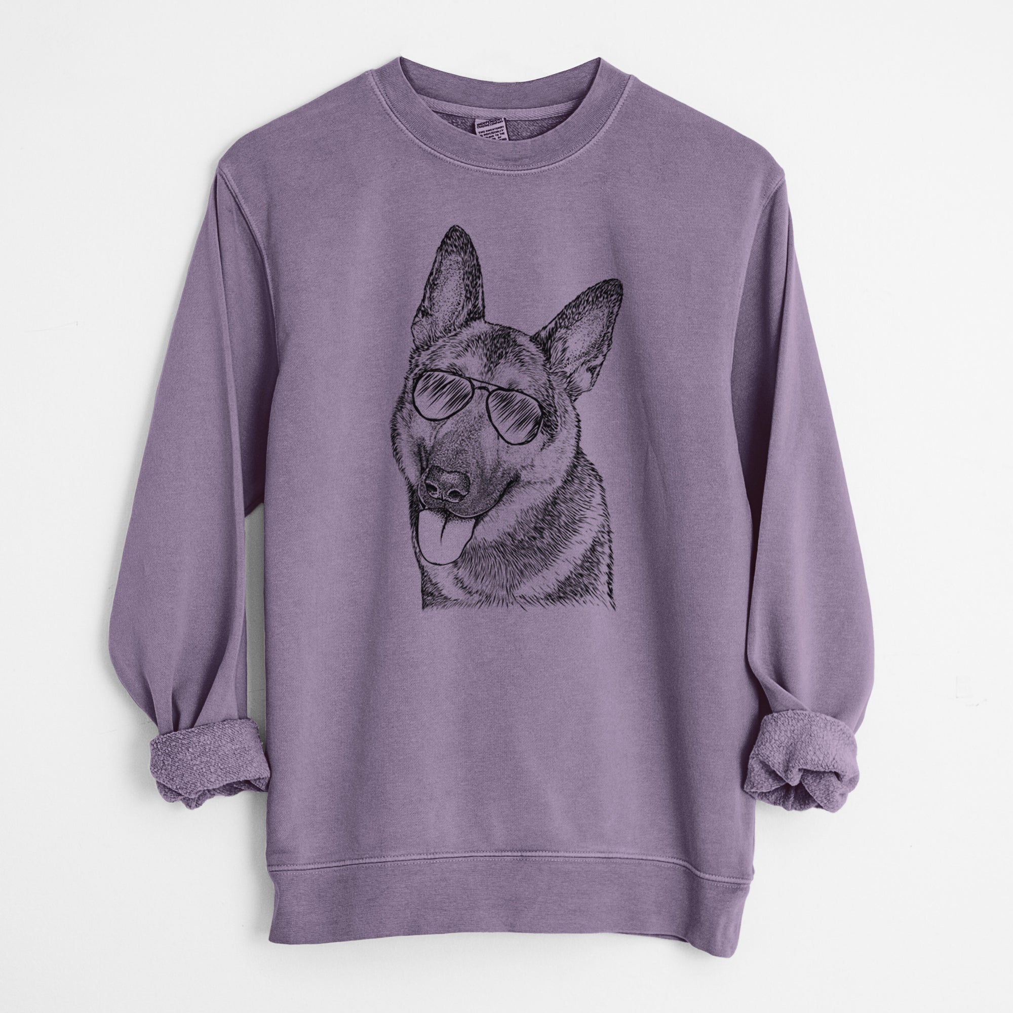 Aviator Whitaker the German Shepherd - Unisex Pigment Dyed Crew Sweatshirt