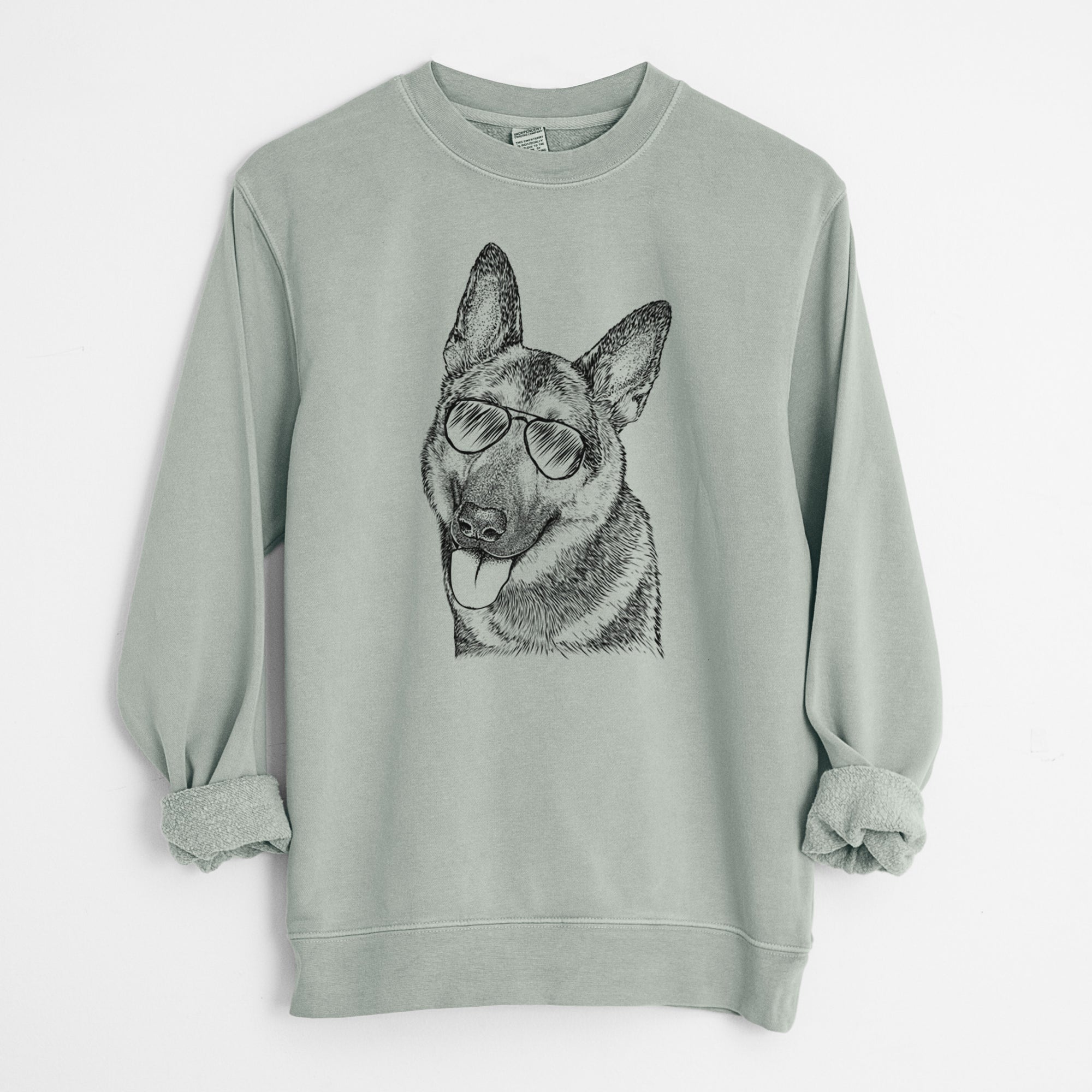 Aviator Whitaker the German Shepherd - Unisex Pigment Dyed Crew Sweatshirt