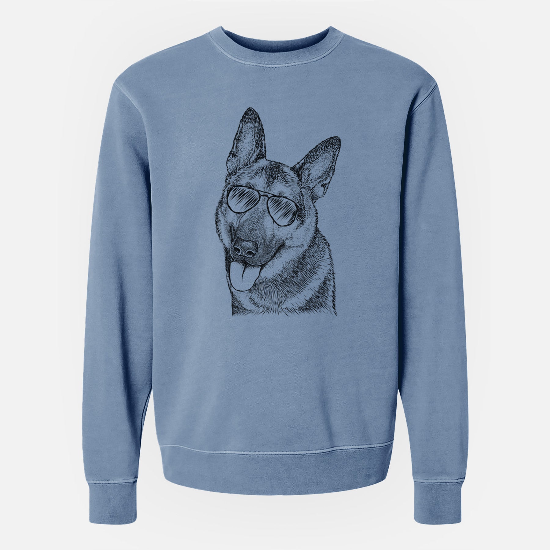 Aviator Whitaker the German Shepherd - Unisex Pigment Dyed Crew Sweatshirt