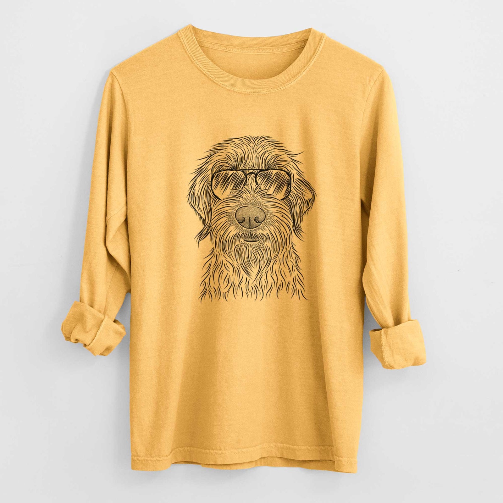 Aviator Wilkins the Wirehaired Pointing Griffon - Men's Heavyweight 100% Cotton Long Sleeve