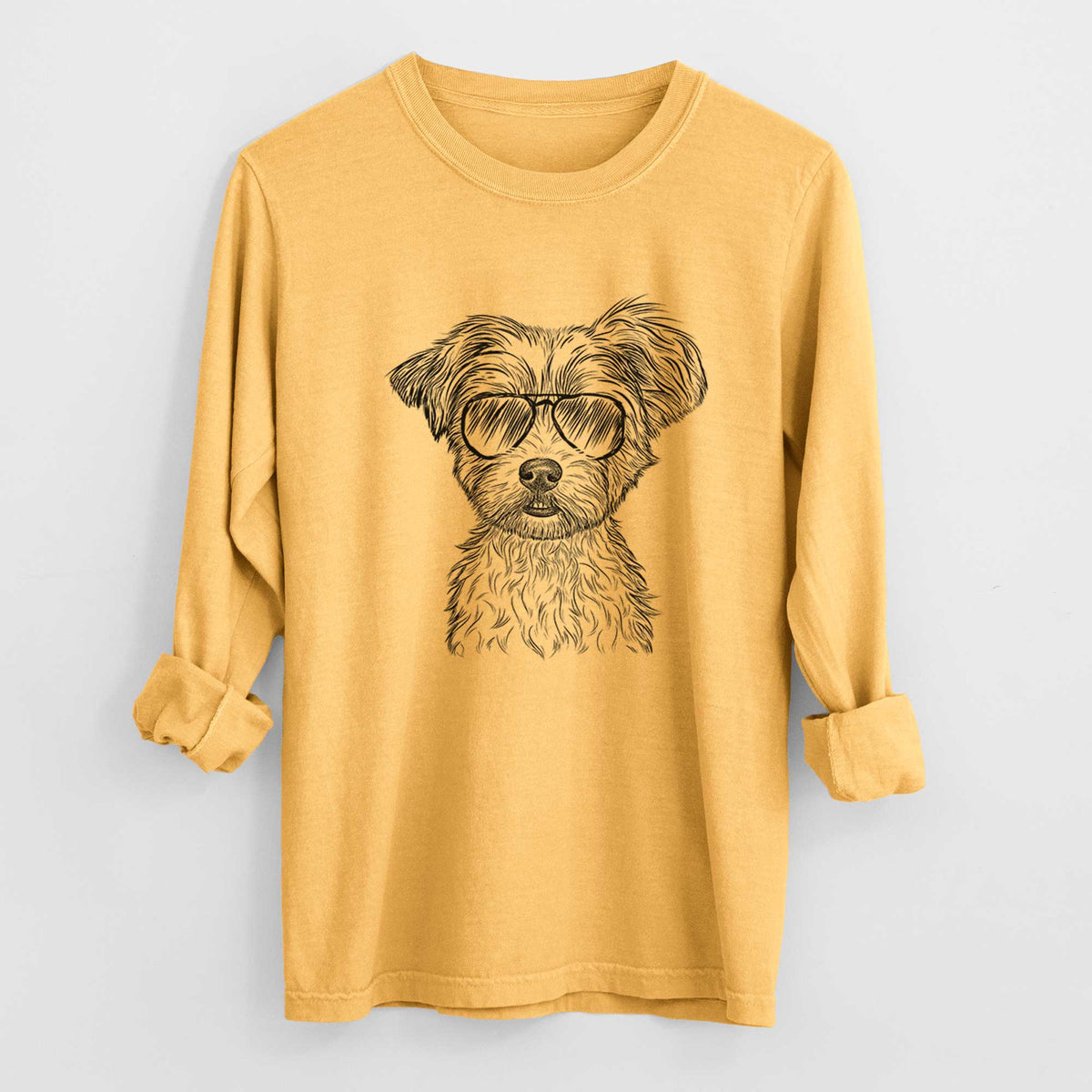 Aviator William Mitchell Newman the Yorkshire Terrier - Men's Heavyweight 100% Cotton Long Sleeve