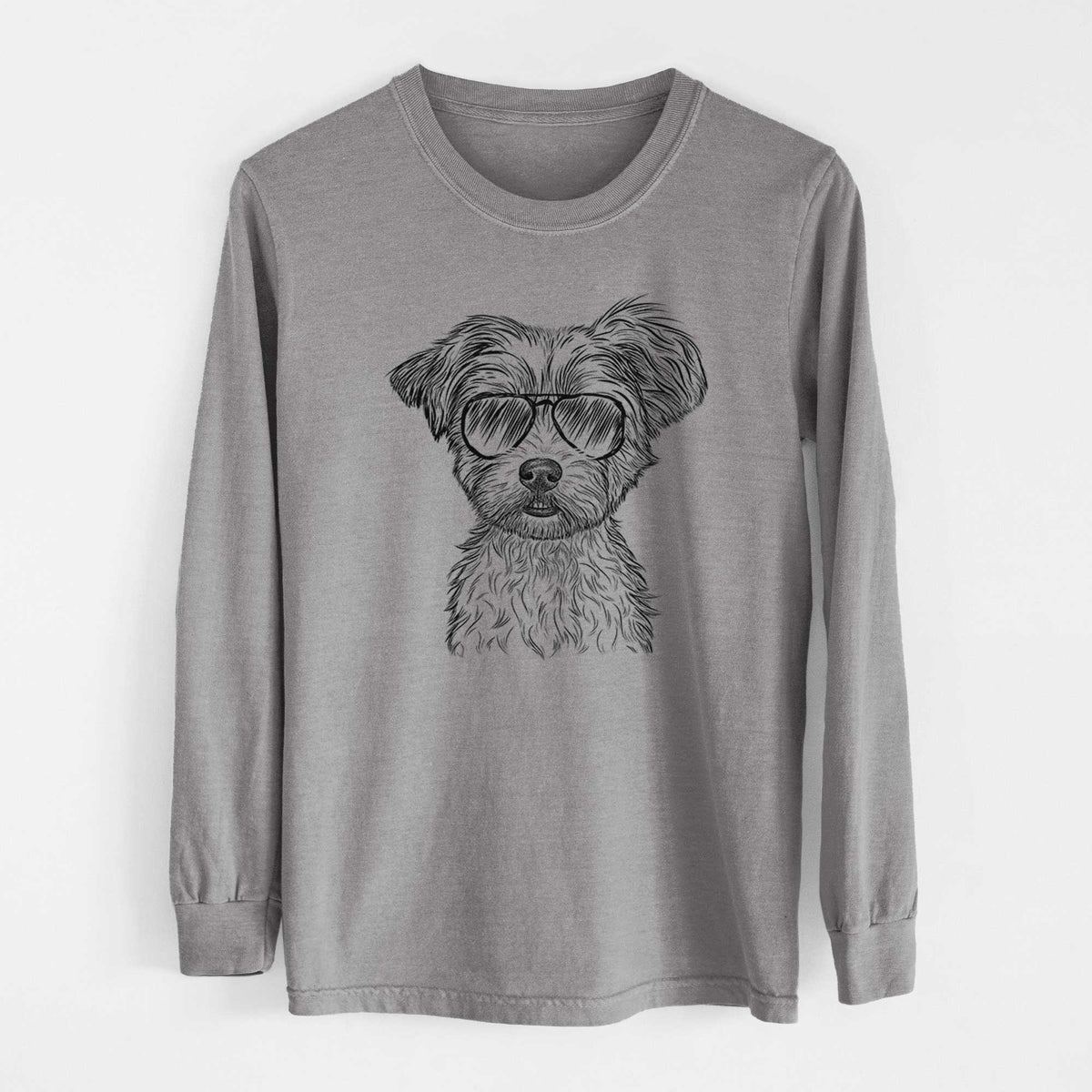 Aviator William Mitchell Newman the Yorkshire Terrier - Men's Heavyweight 100% Cotton Long Sleeve